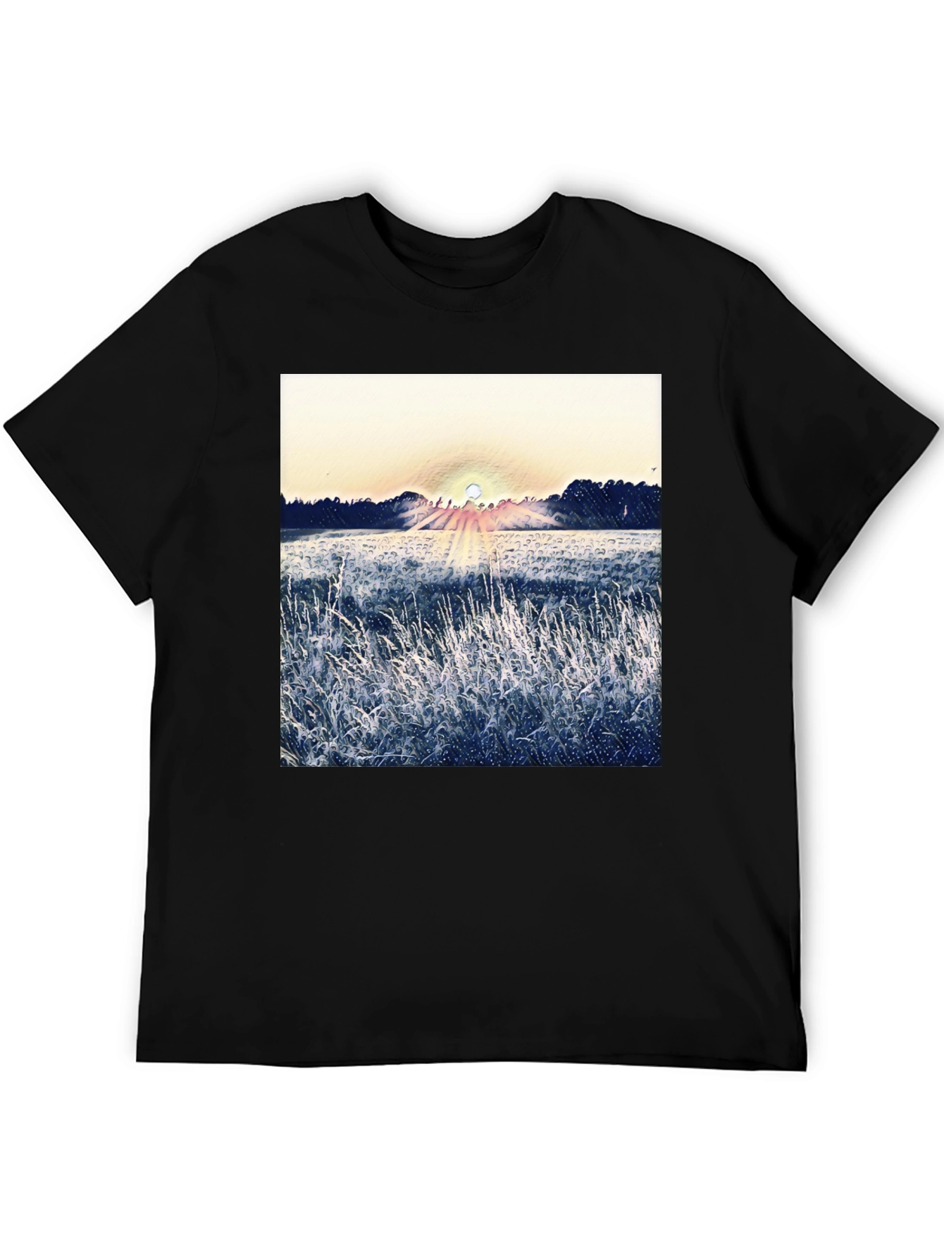 Black Nature Sunrise Graphic T-Shirt - Black view 5