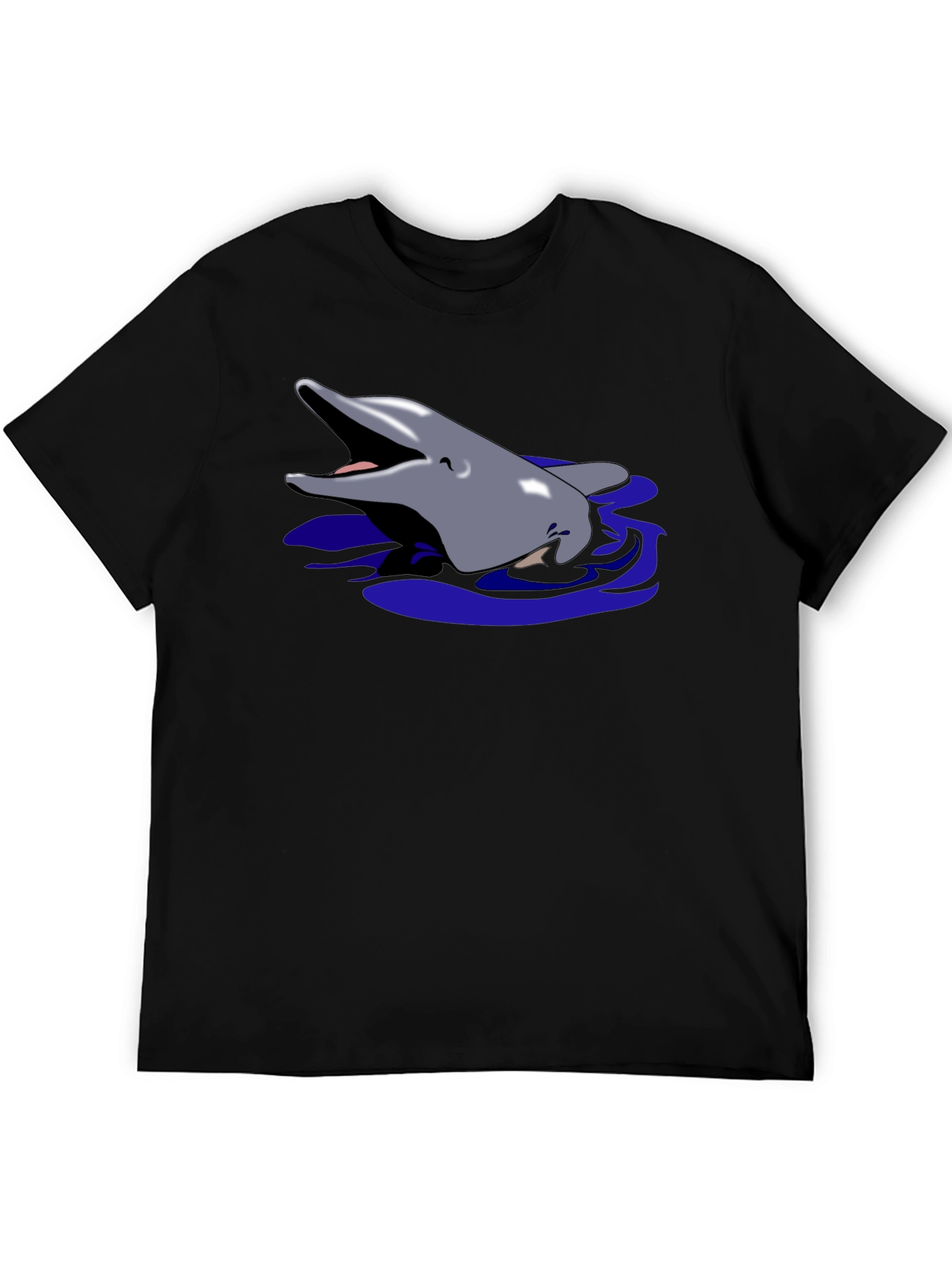 Black Dolphin Graphic Tee - Black Cotton T-Shirt view 5