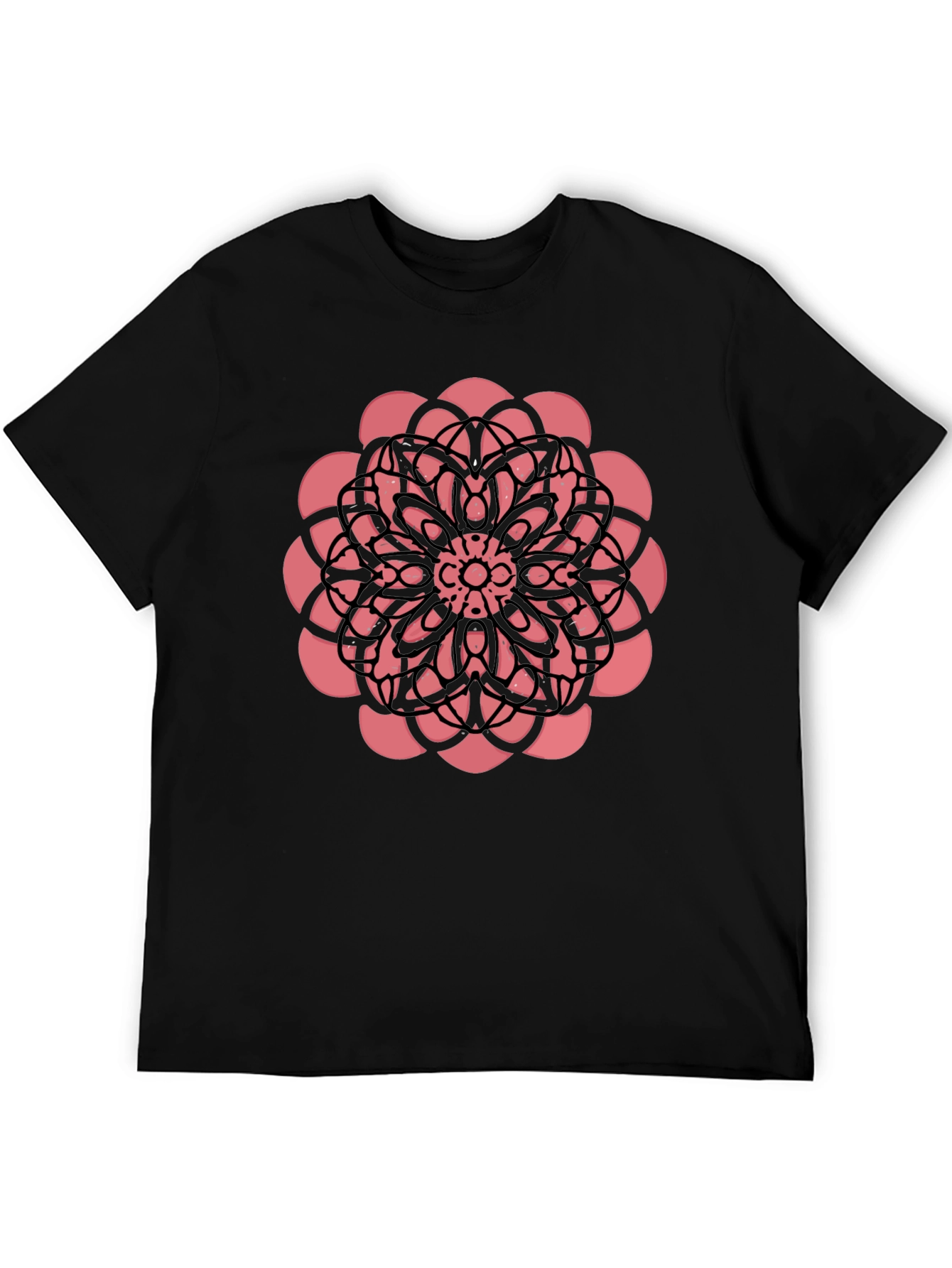 Black Black Tee with Floral Mandala Graphic view 5