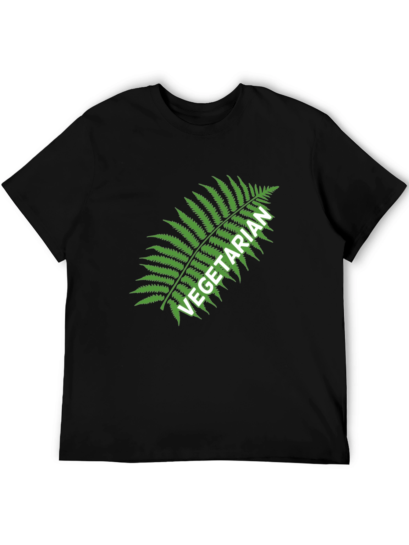 Black Vegetarian Fern Graphic Tee - Black Cotton T-Shirt view 5