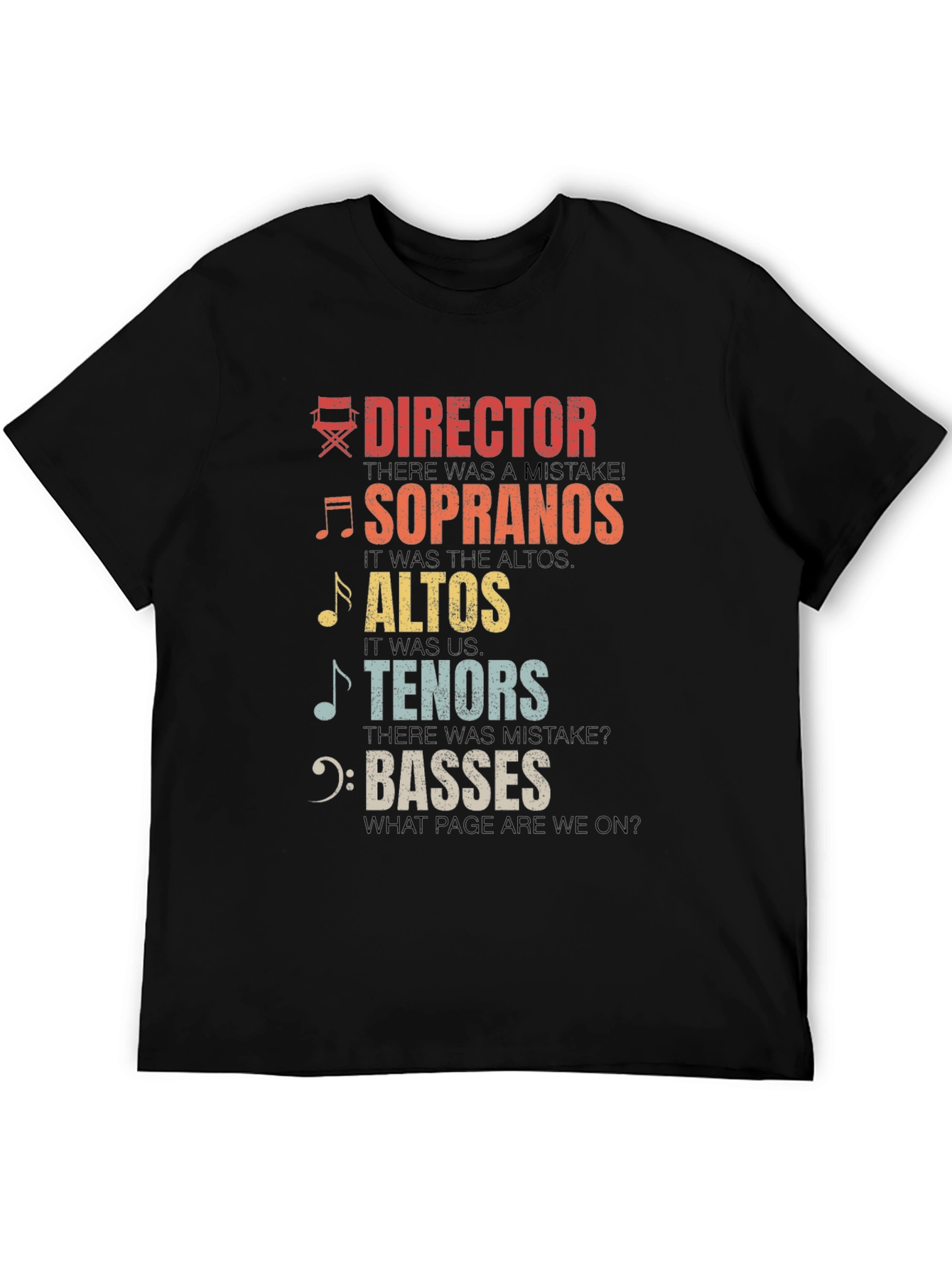 Black Choir Section T-Shirt - Director, Soprano, Alto, Tenor, Bass view 5