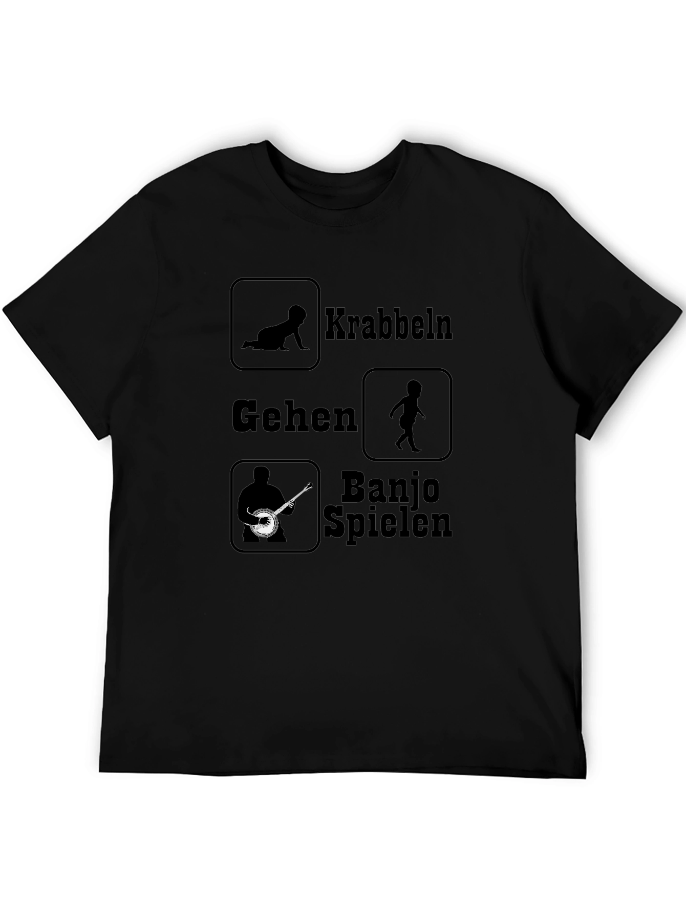 Black Funny Evolution Banjo Player T-Shirt view 5