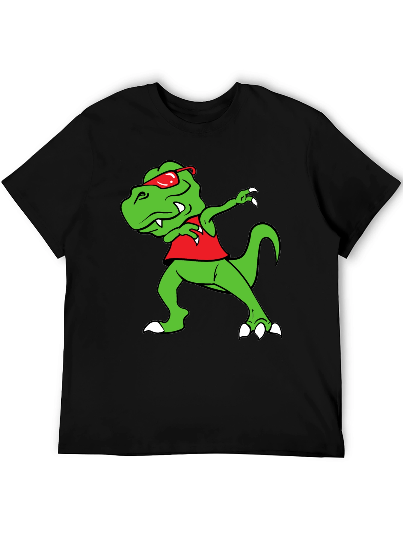 Black Dabbing Dino Graphic Tee - Fun Black T-Shirt view 5