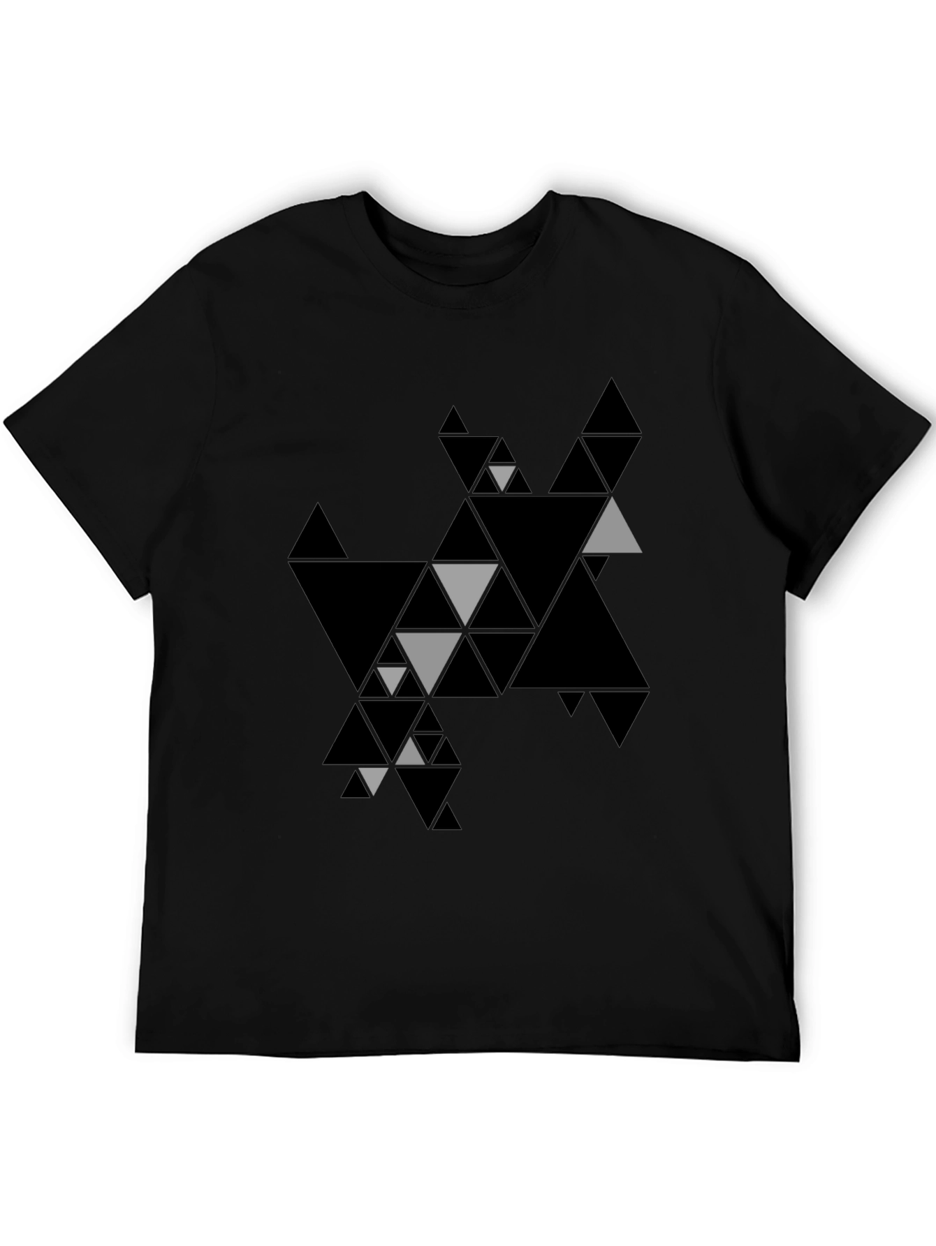 Black Geometric Triangle Print Black T-Shirt view 5