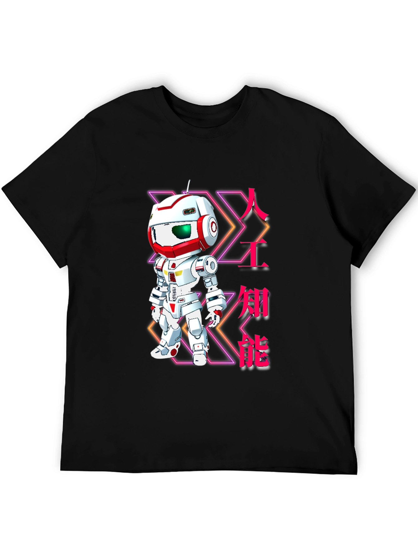 Black Robot AI Graphic Print Black T-Shirt view 5