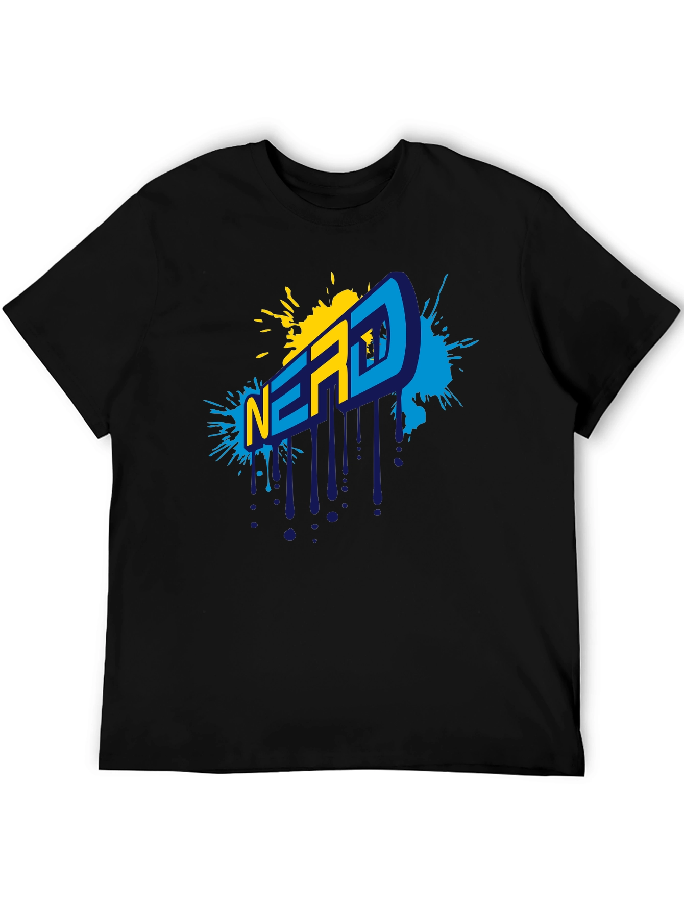 Black Nerd Graphic T-Shirt - Black Cotton Tee view 5