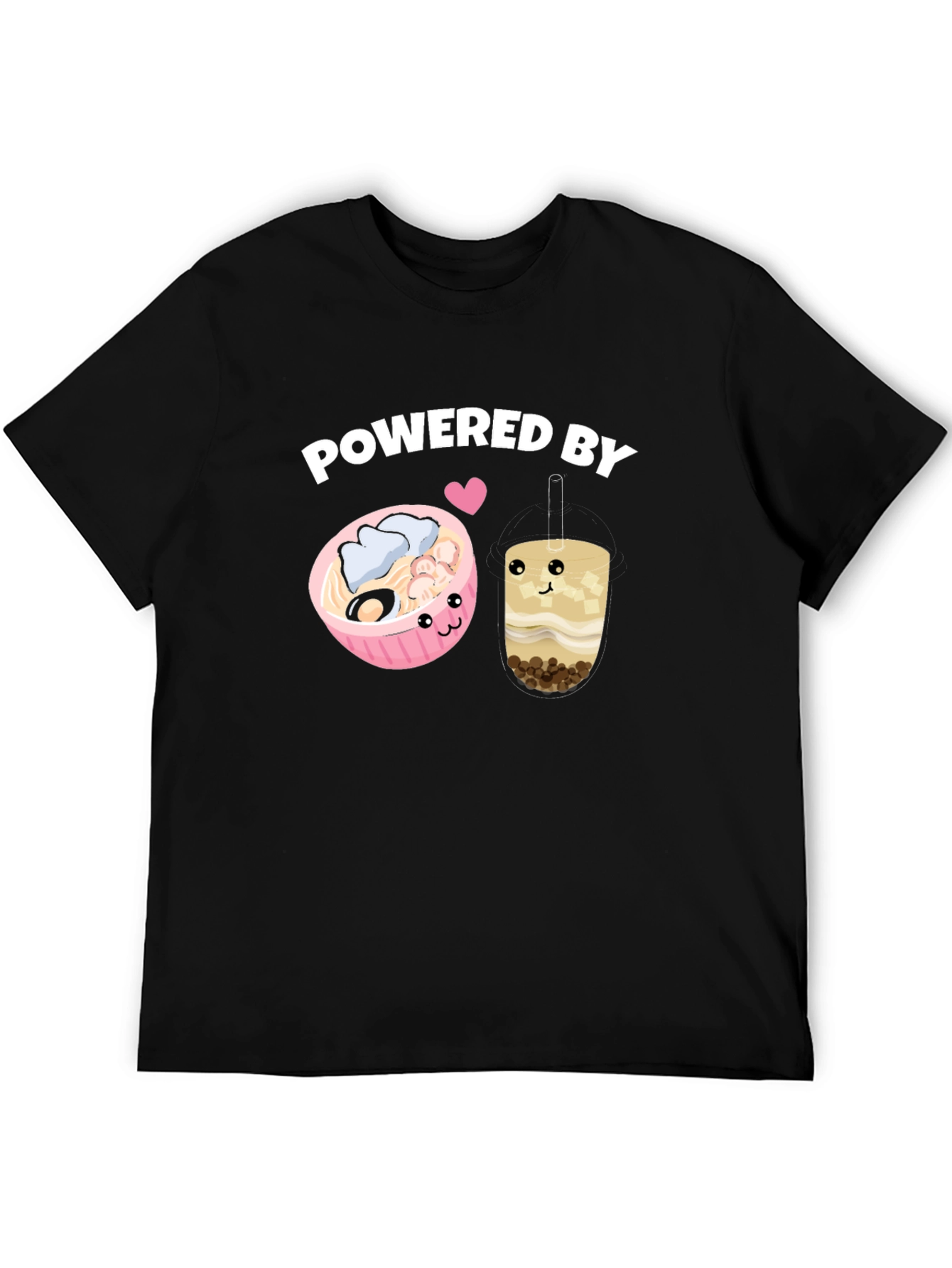 Black Powered By Ramen and Boba T-Shirt view 5