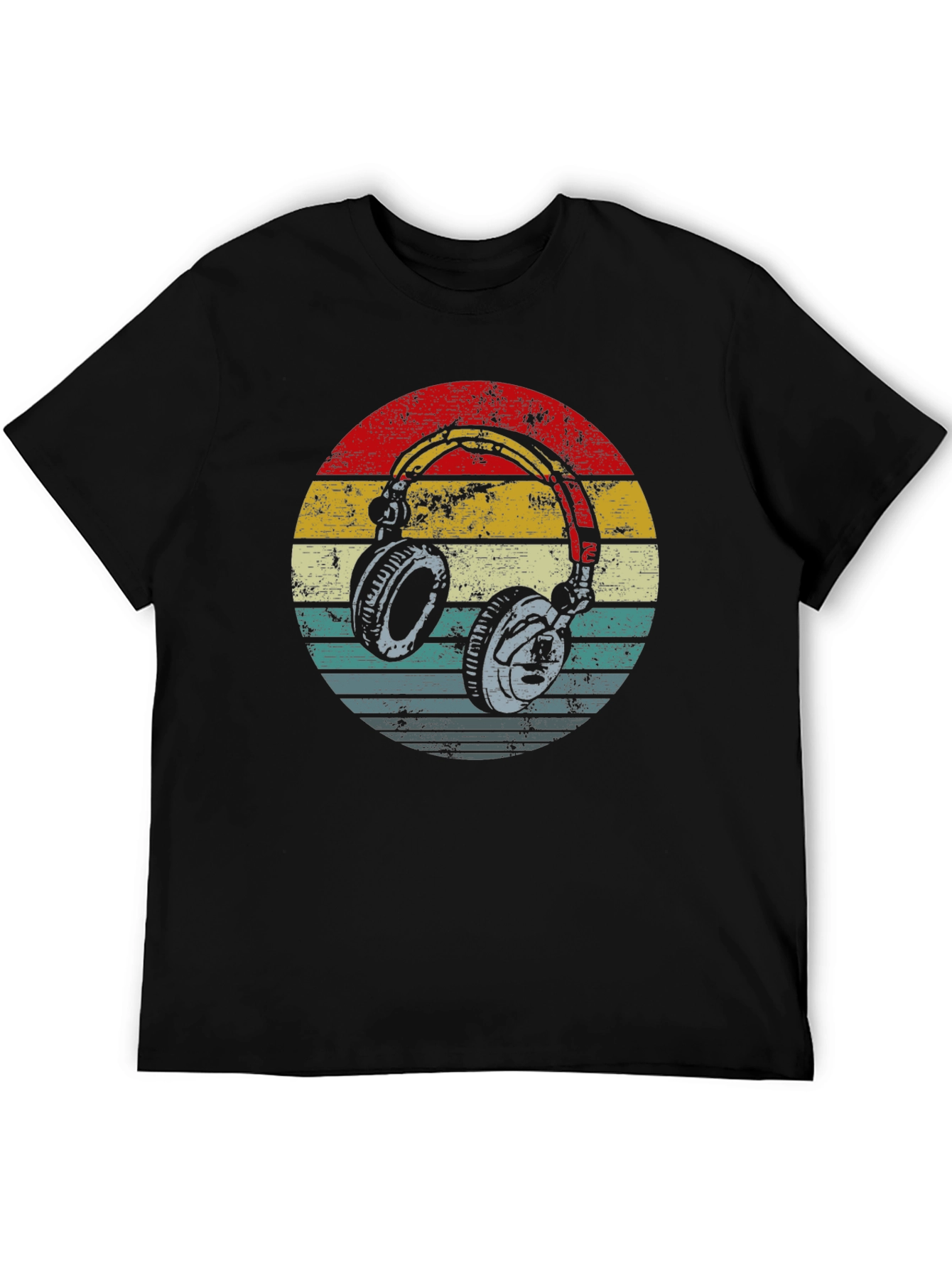 Black Retro Headphones Graphic Tee - Black view 5