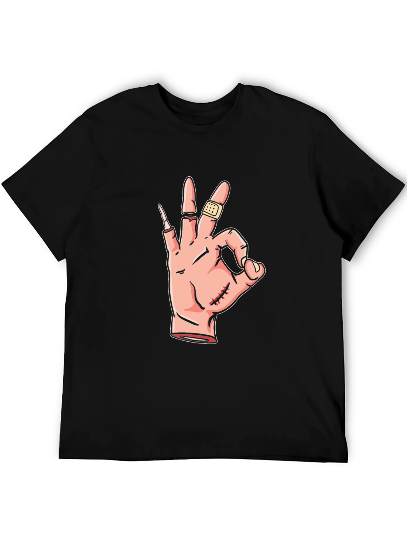 Black Humorous "Okay" Hand Gesture Graphic Tee view 5