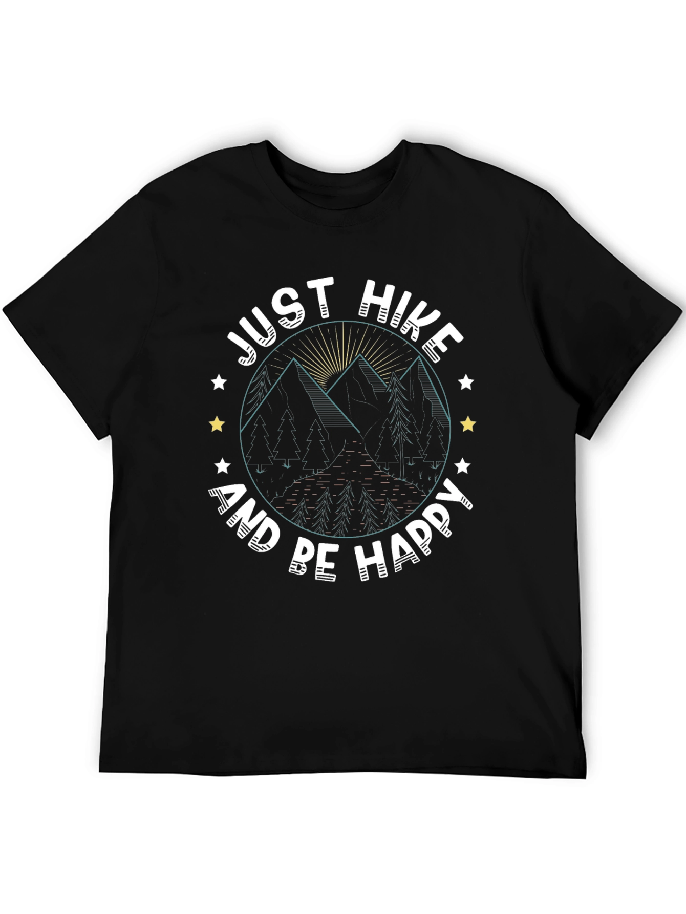 Black Just Hike and Be Happy T-Shirt view 5