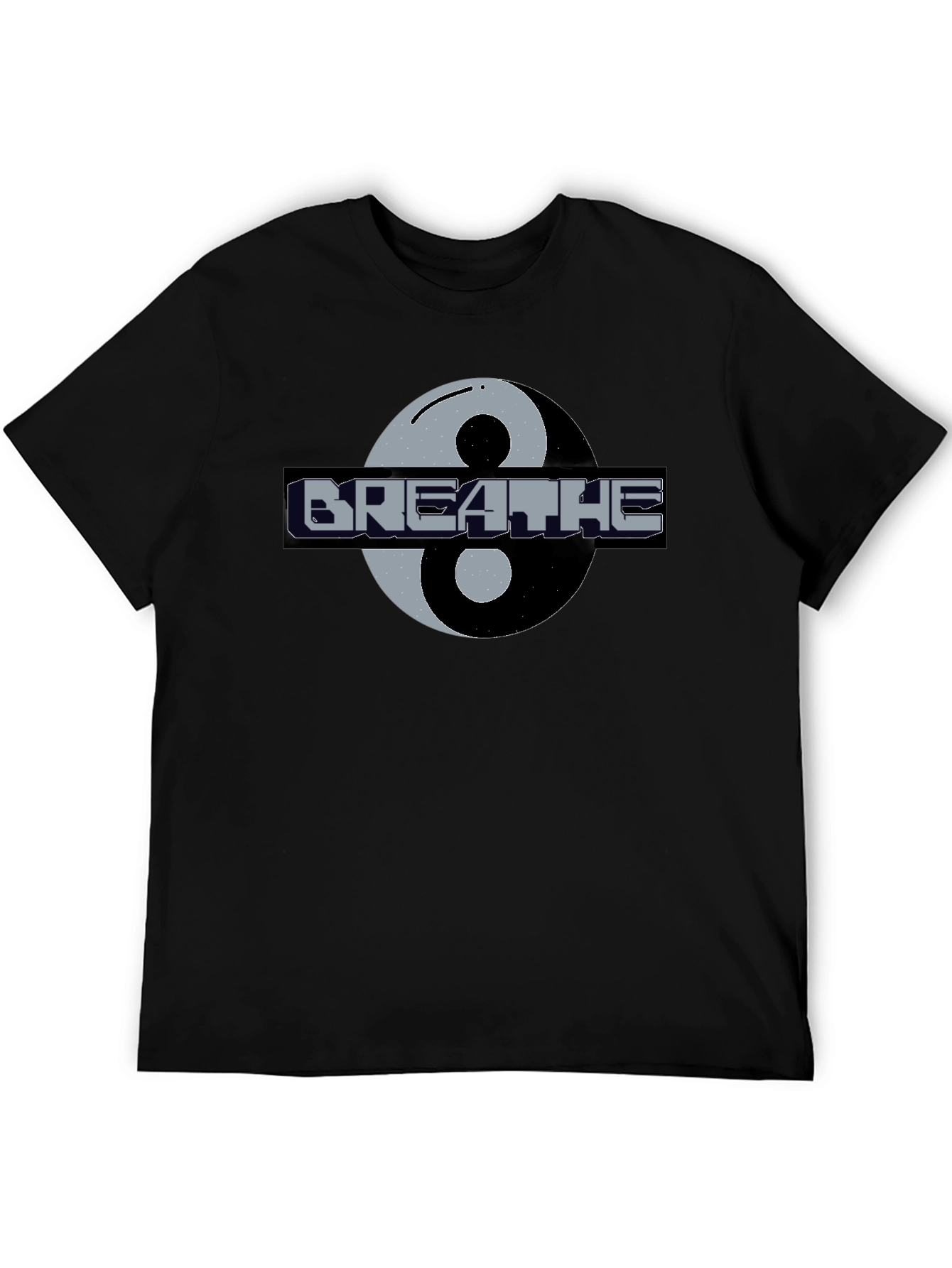 Black Breathe Yin Yang Graphic T-Shirt - Black Casual Tee view 5