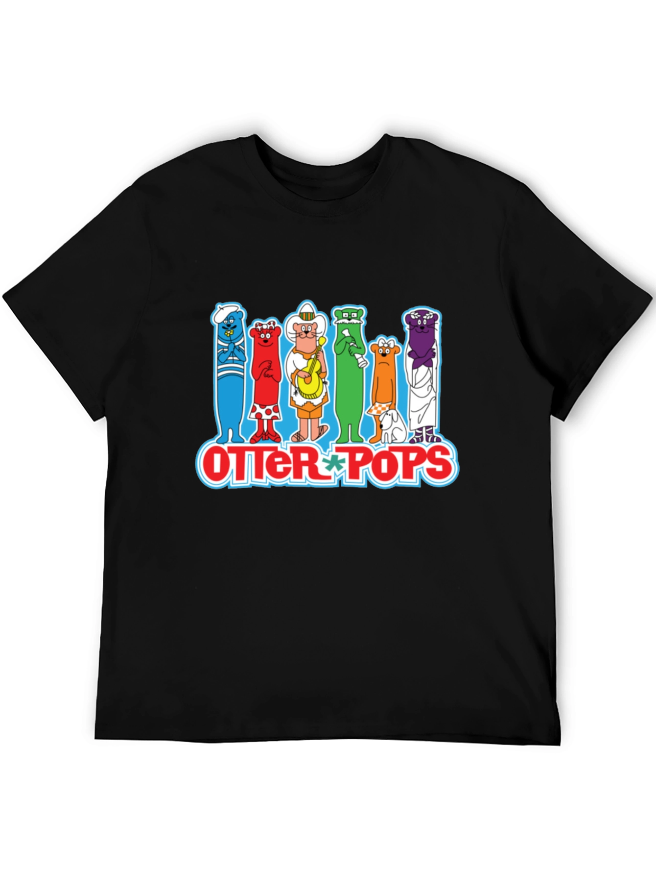 Black Otter Pops Graphic T-Shirt Black Cotton Crew Neck view 5