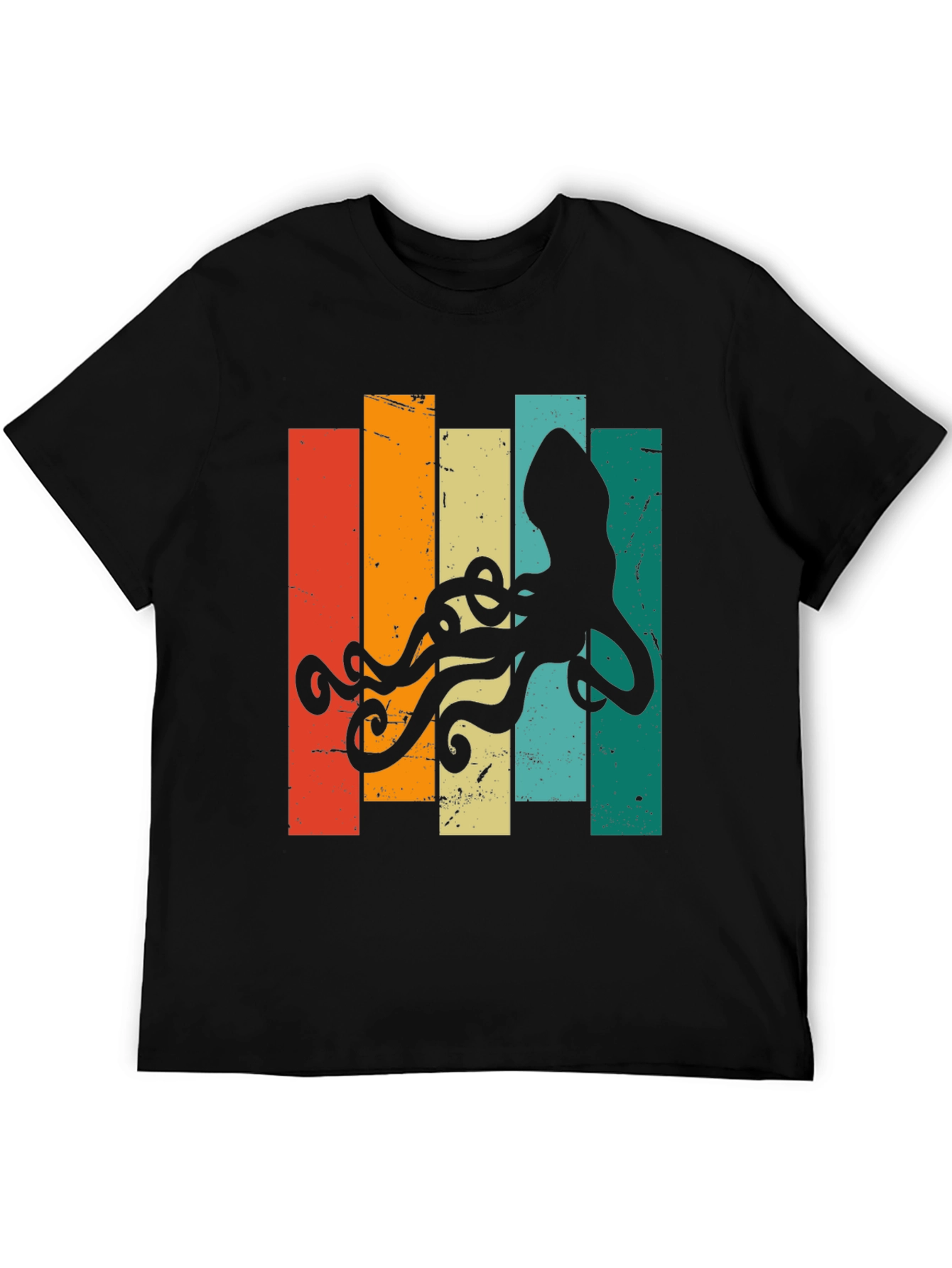 Black Retro Octopus Graphic T-Shirt - Vintage Sea Life Tee view 5