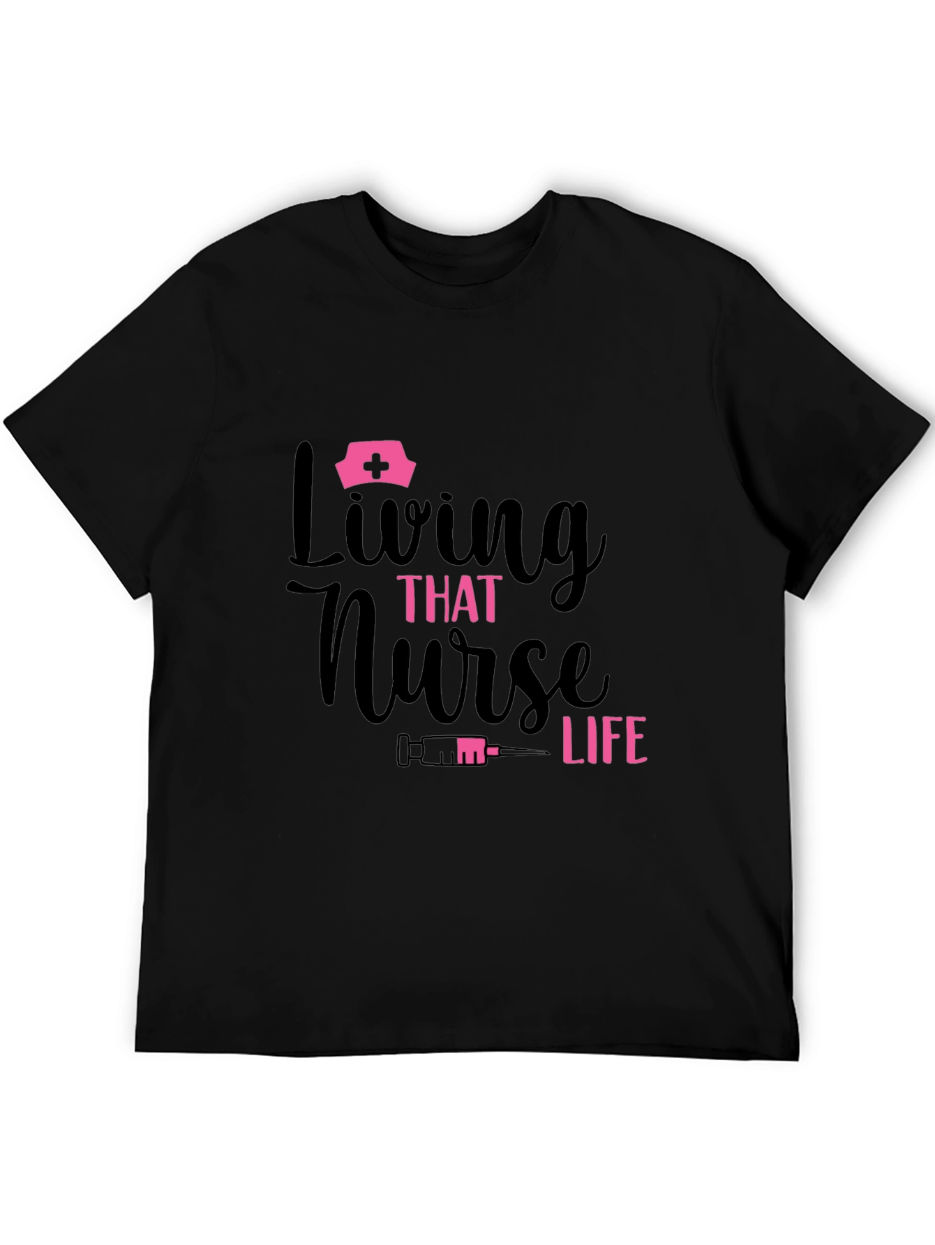 Black Living That Nurse Life Black Graphic T-Shirt view 5