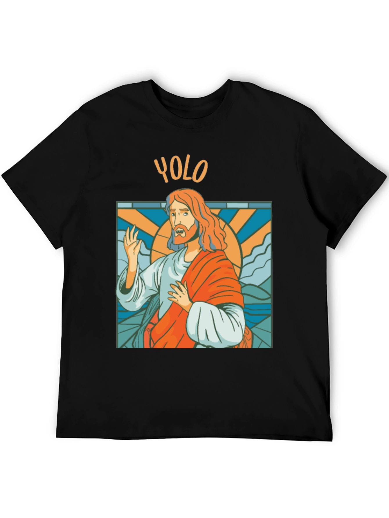 Black YOLO Jesus Graphic Tee - Trendy Novelty T-Shirt view 5