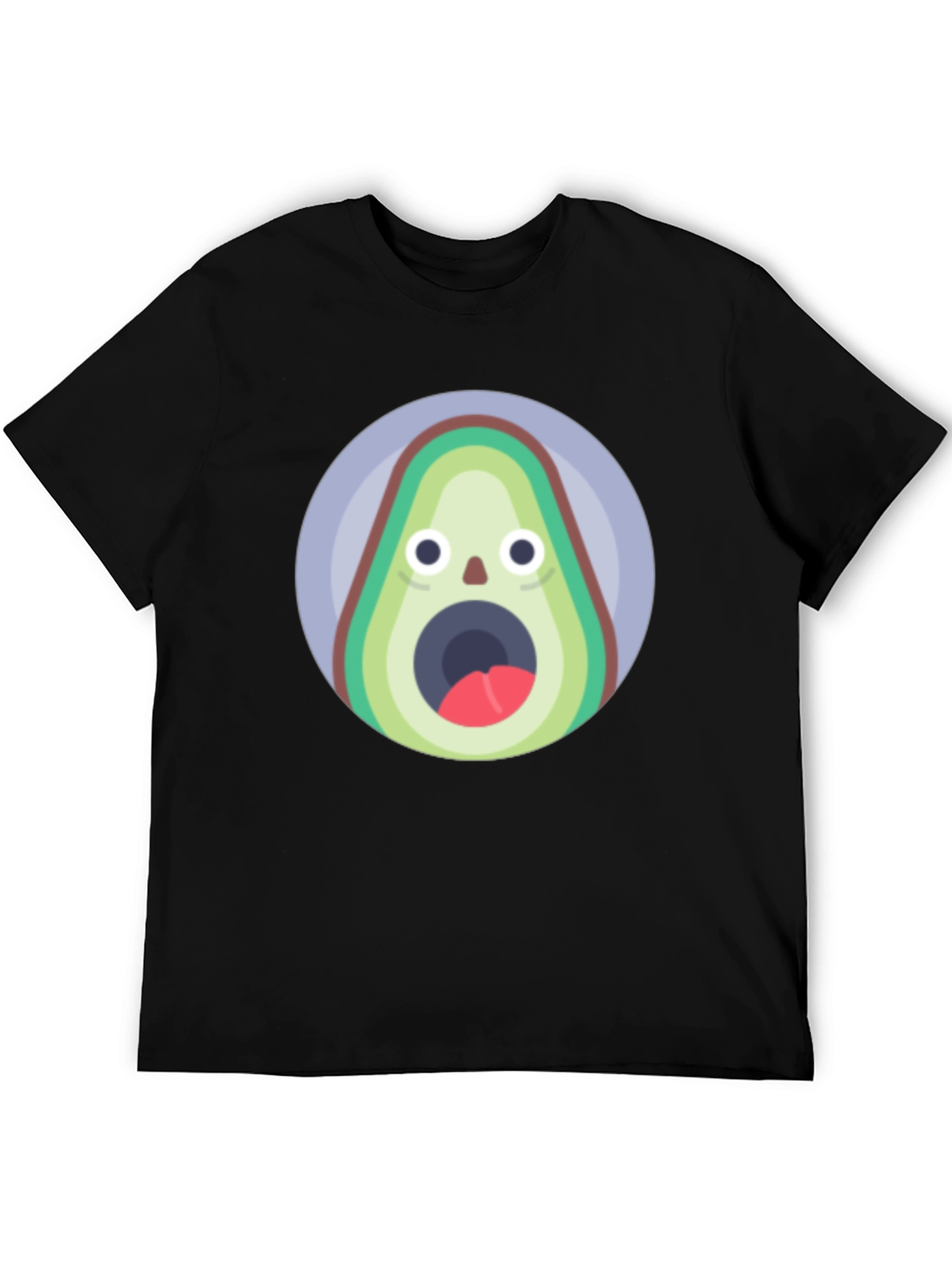 Black Funny Avocado T-Shirt - Shocked Fruit Graphic Tee view 5