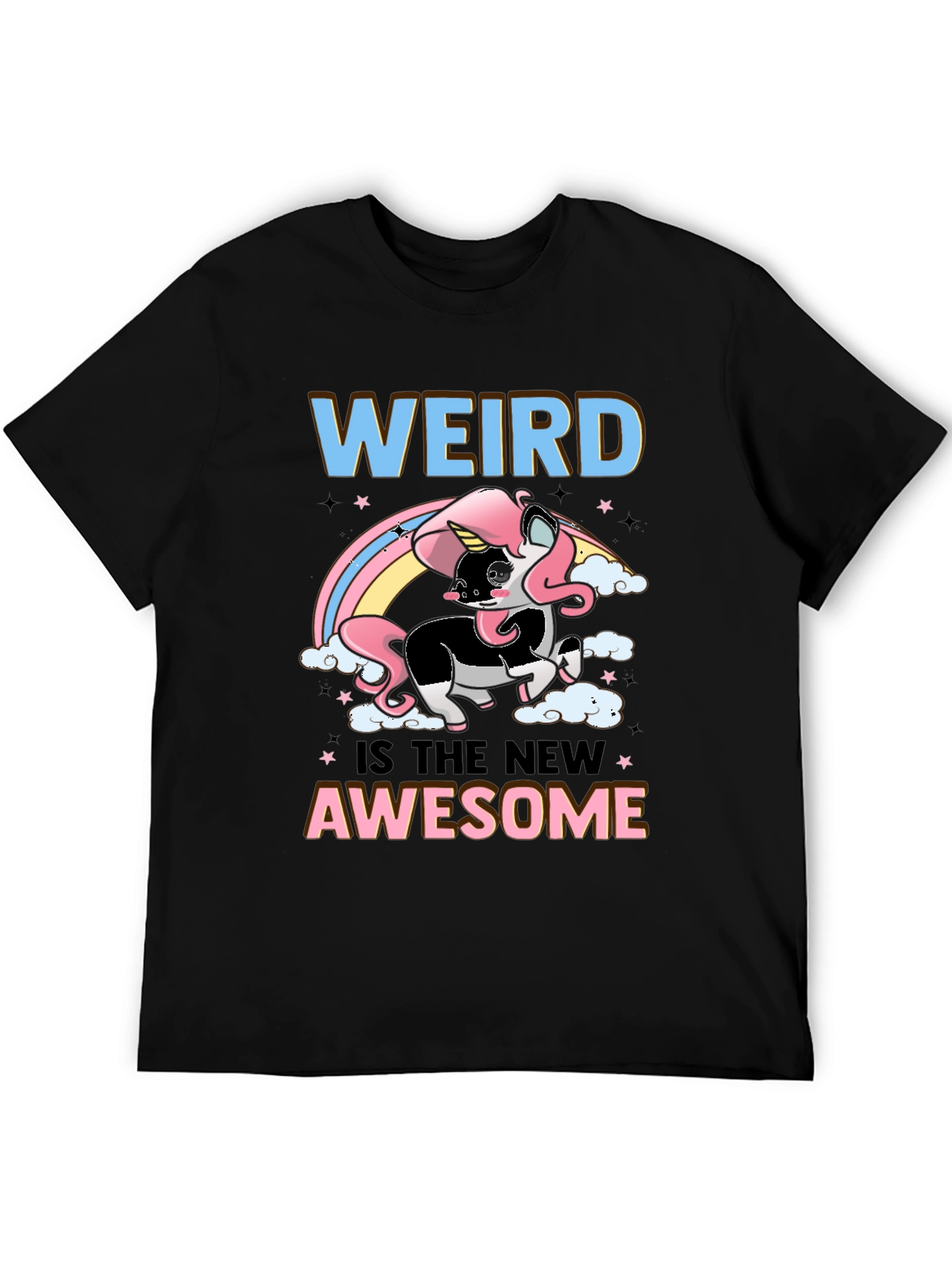 Black Weird is the New Awesome Unicorn Graphic Tee view 5