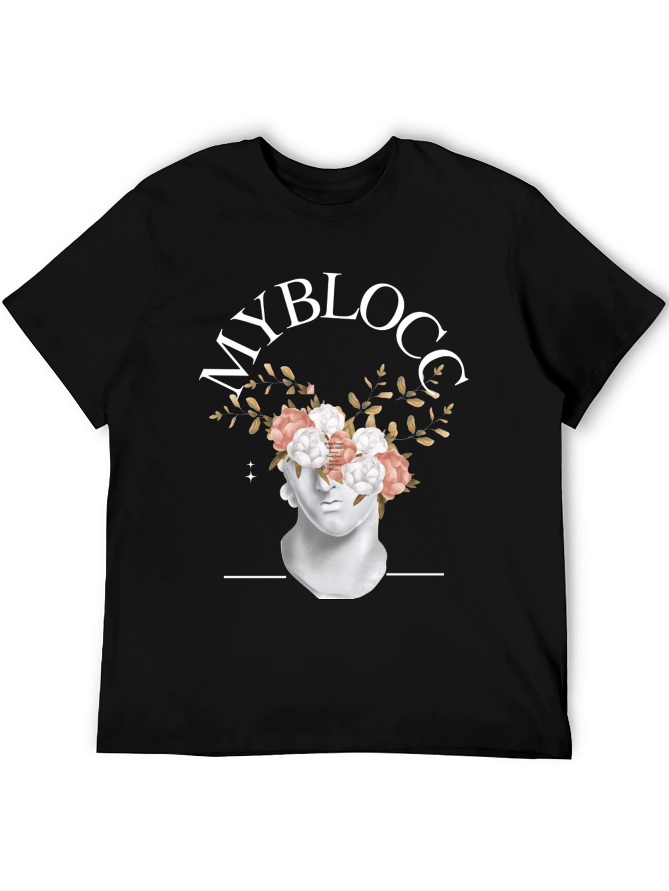Black MyBlocc Black Graphic Tee - Floral Statue Design view 5