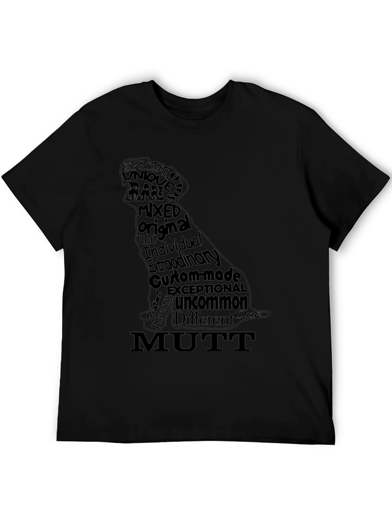 Black Dog Breed Word Art T-Shirt - Mutt view 5