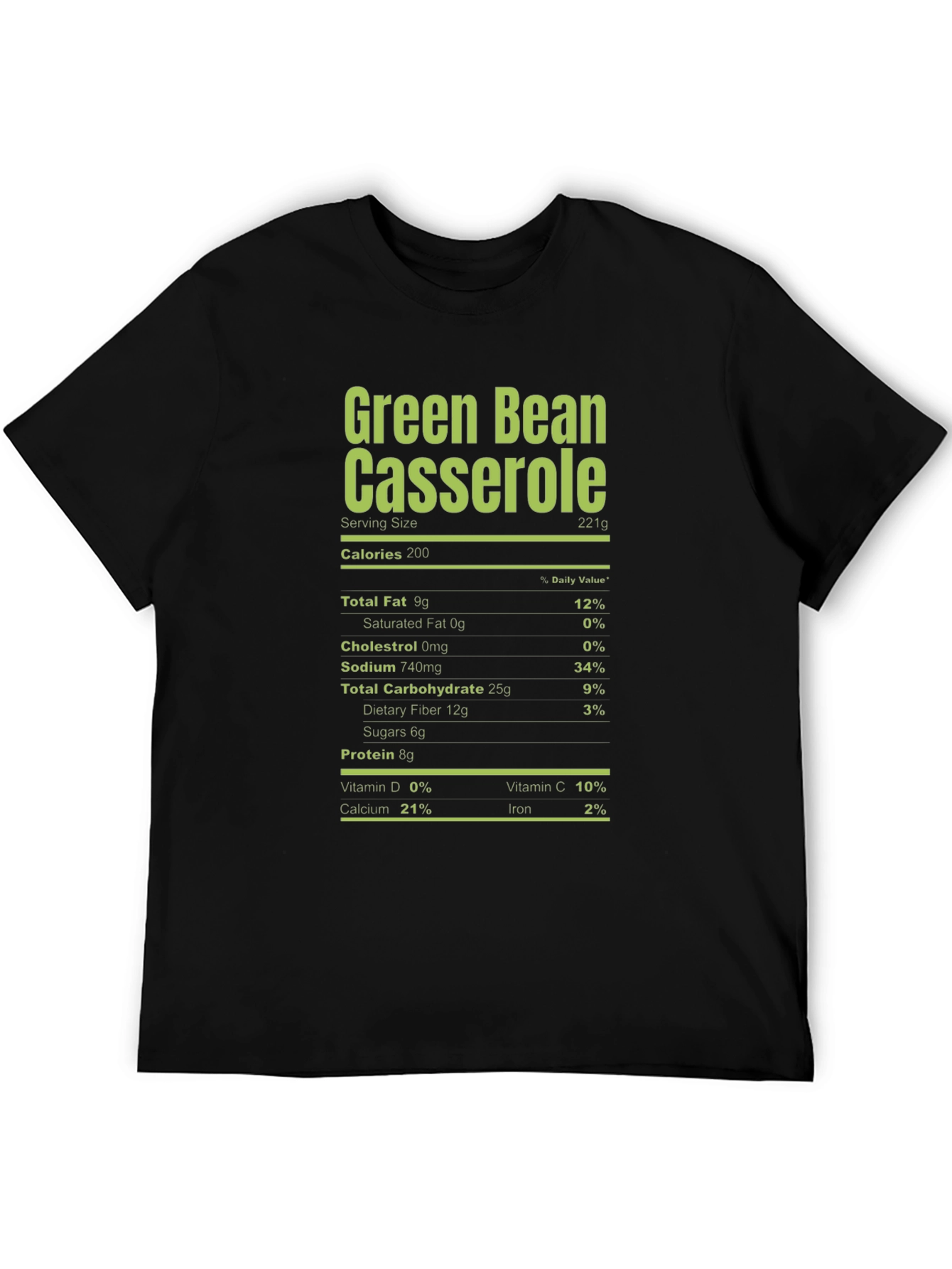 Green Bean Casserole Nutrition Facts Graphic T-Shirt - 5