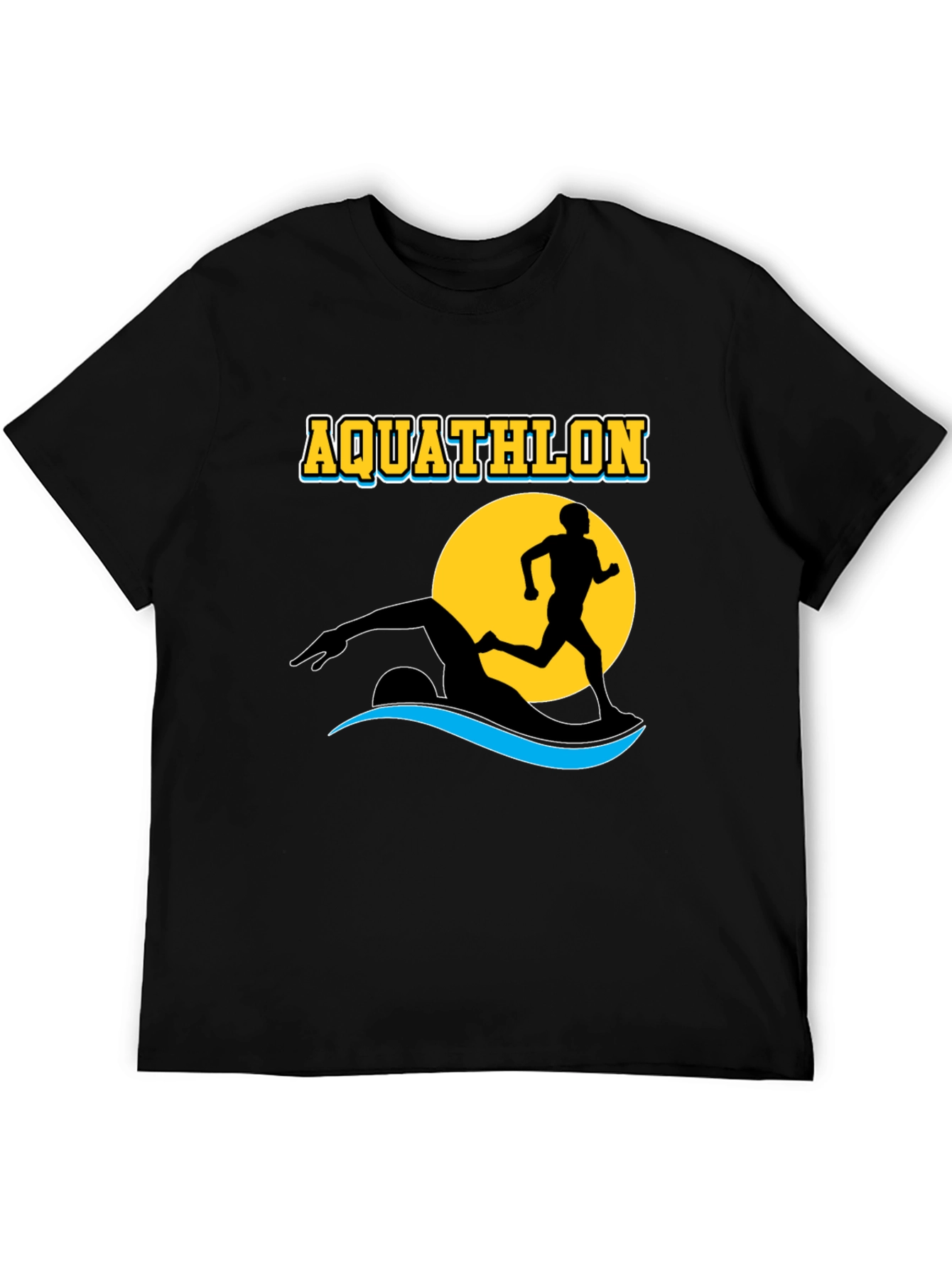 Black Aquathlon T-Shirt: Swim & Run Design view 5