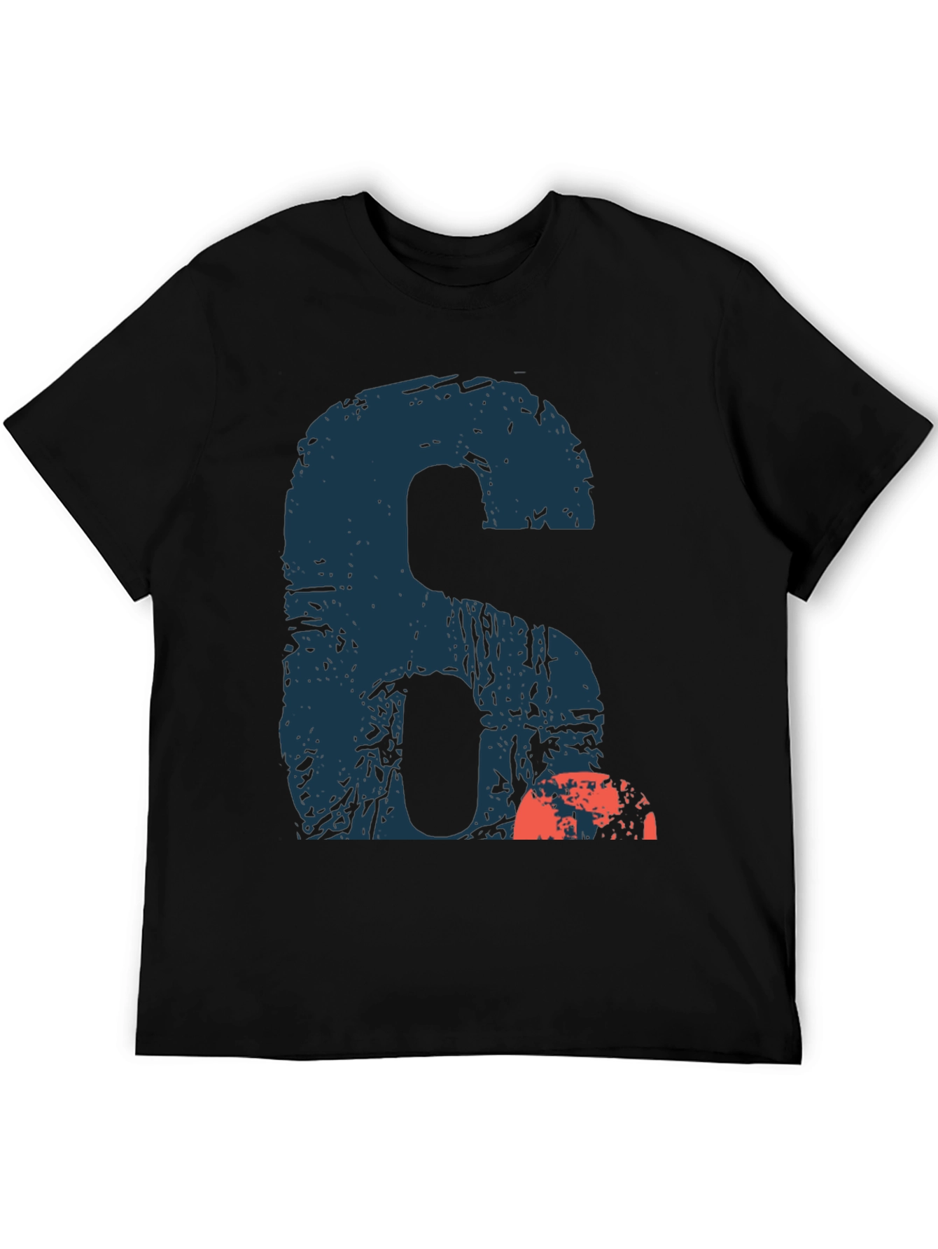 Black Graphic Number Six T-Shirt - Casual Wear view 5