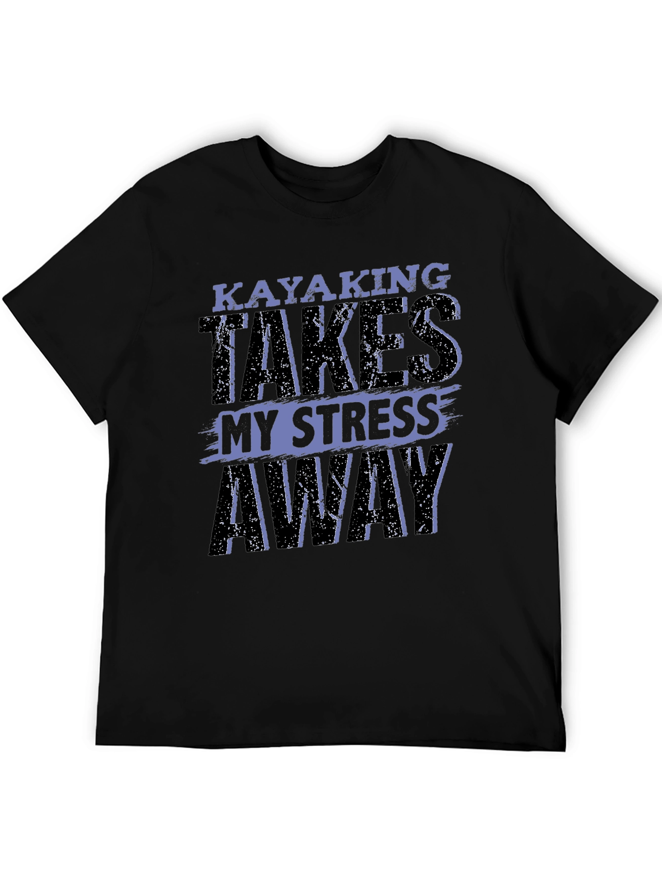 Black Kayaking Takes My Stress Away Graphic T-Shirt view 5