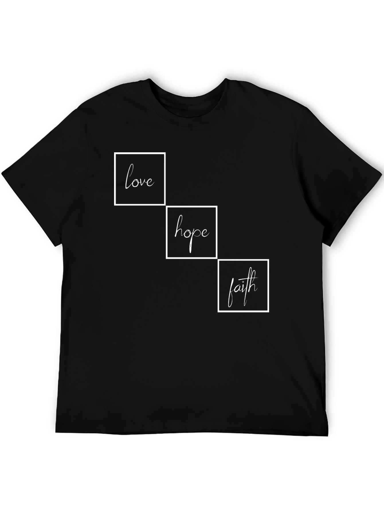 Black Love Hope Faith T-Shirt - Inspirational Christian Tee view 5