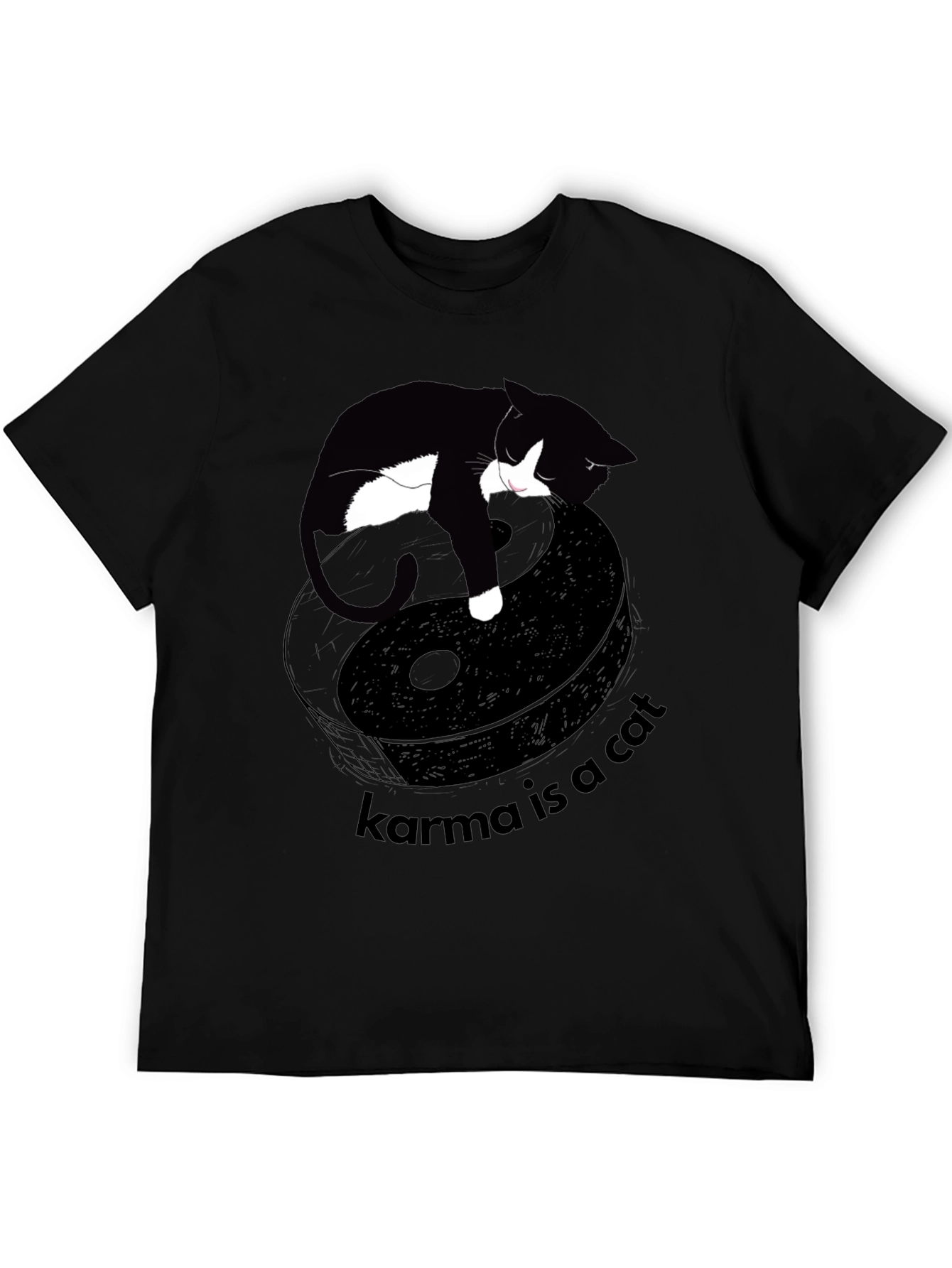 Black Karma is a Cat Graphic Tee - Unisex Black T-Shirt view 5