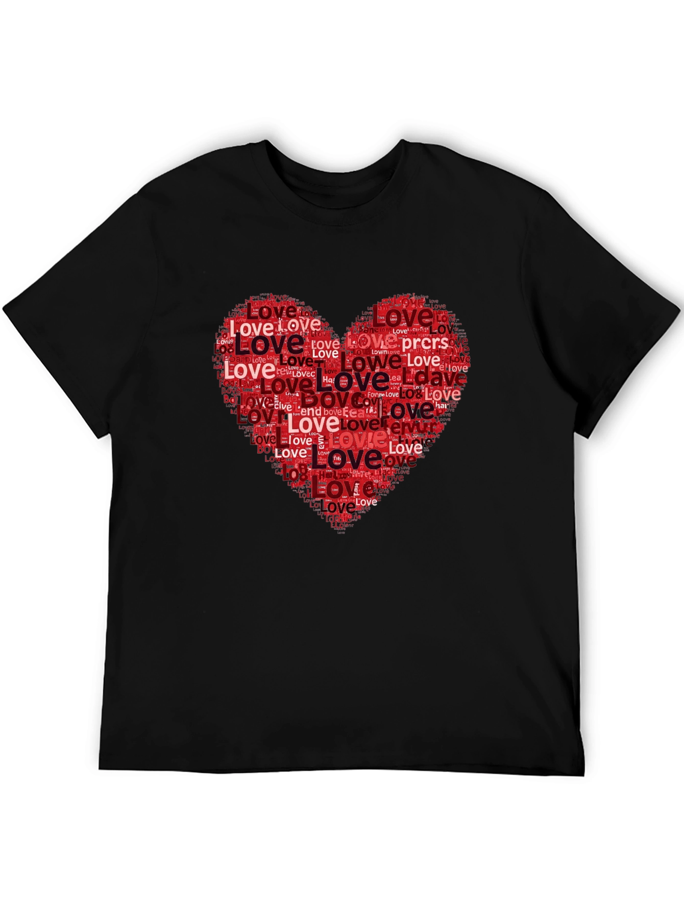 Black Love Heart Word Art Graphic Tee view 5