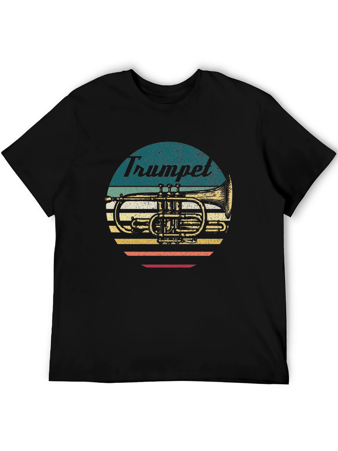 Black Vintage Trumpet Graphic T-Shirt - Retro Style view 5