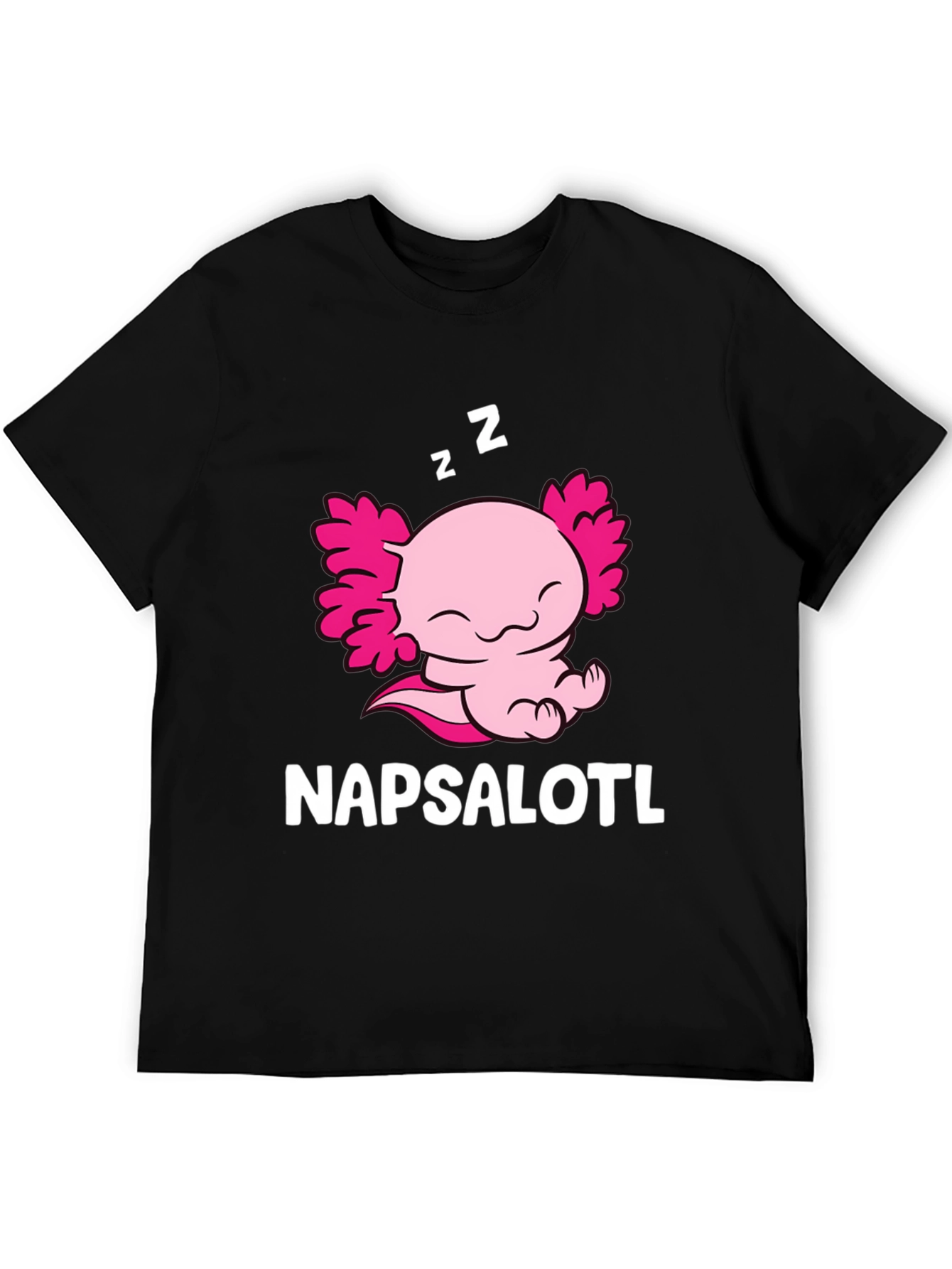Black Napsalotl Axolotl Cute Sleeping T-Shirt view 5