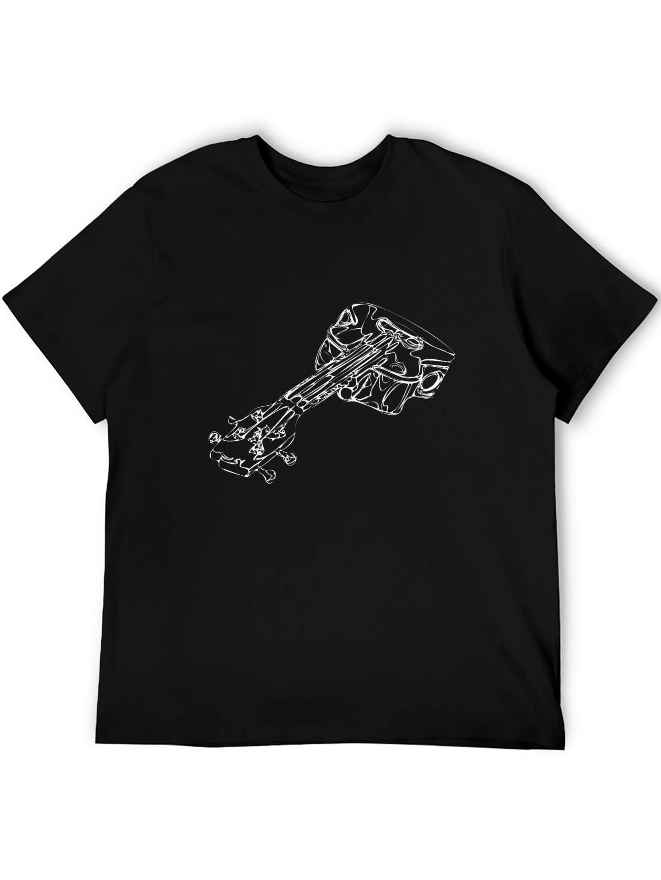 Black Cool Black T-Shirt with Guitar/Engine Graphic view 5