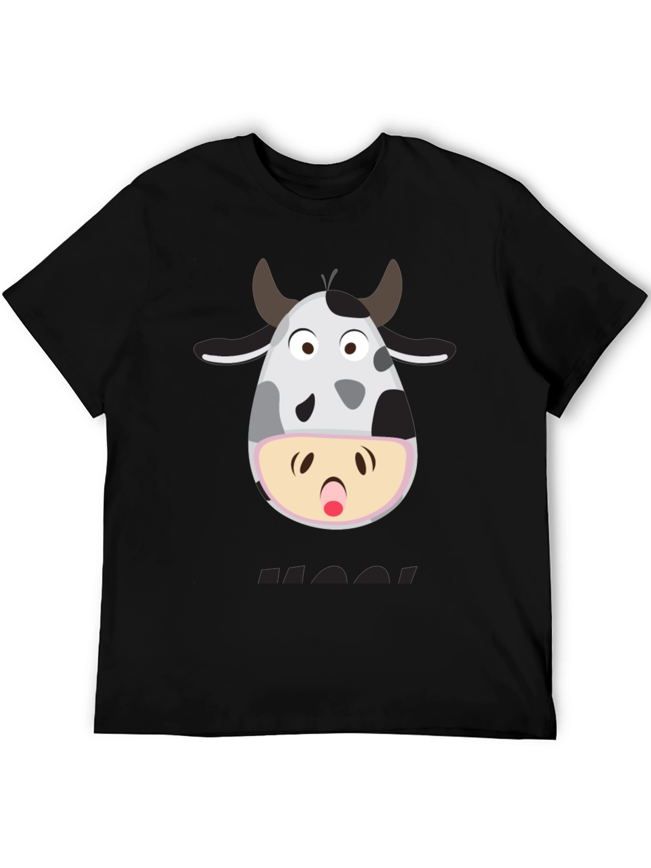 Black Funny Cow Moo! T-Shirt - Black Graphic Tee view 5