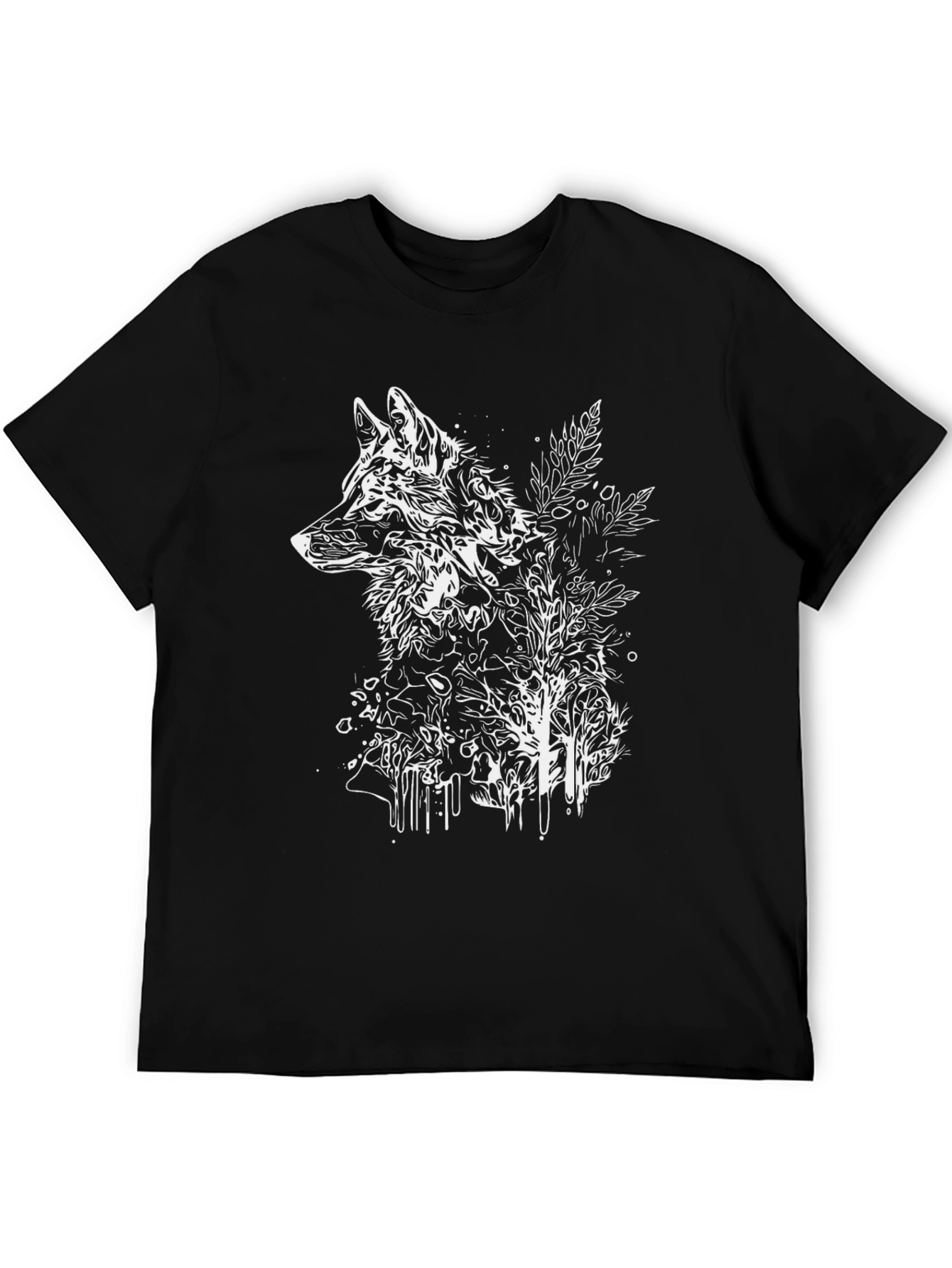Black Wolf Graphic T-Shirt - Black Cotton Tee view 5