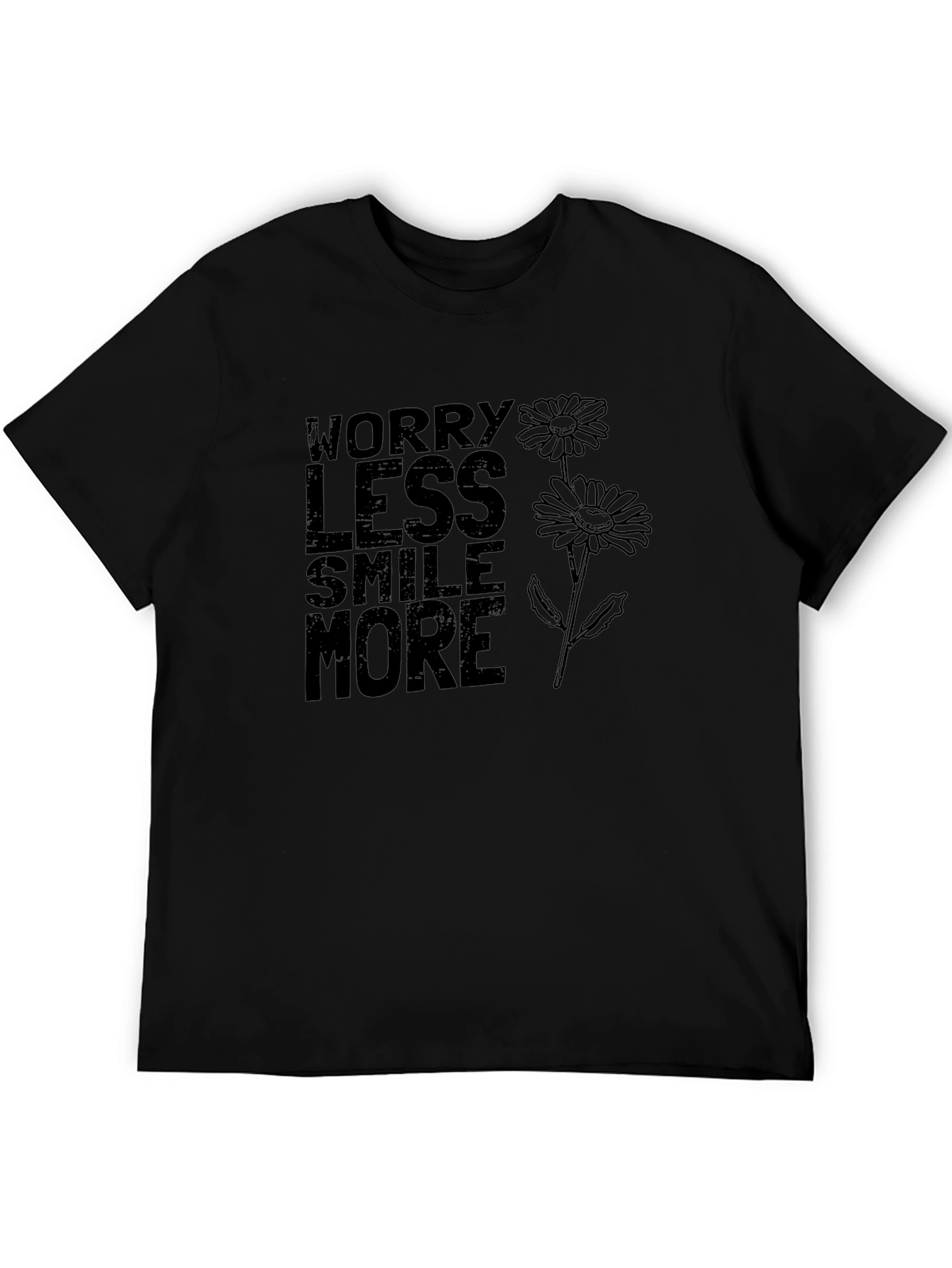 Black Worry Less Smile More Graphic T-Shirt view 5