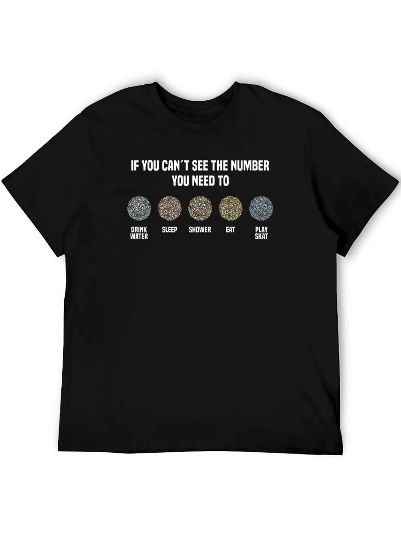 Black Can't See The Number? T-Shirt - Funny Ishihara Test Tee view 5