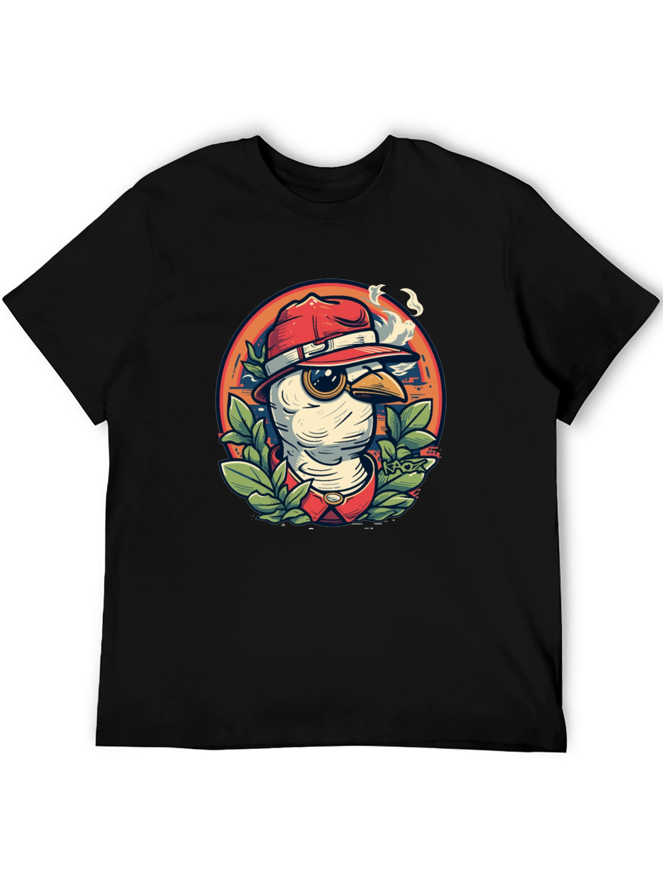 Black Cool Cartoon Bird T-Shirt - Black view 5