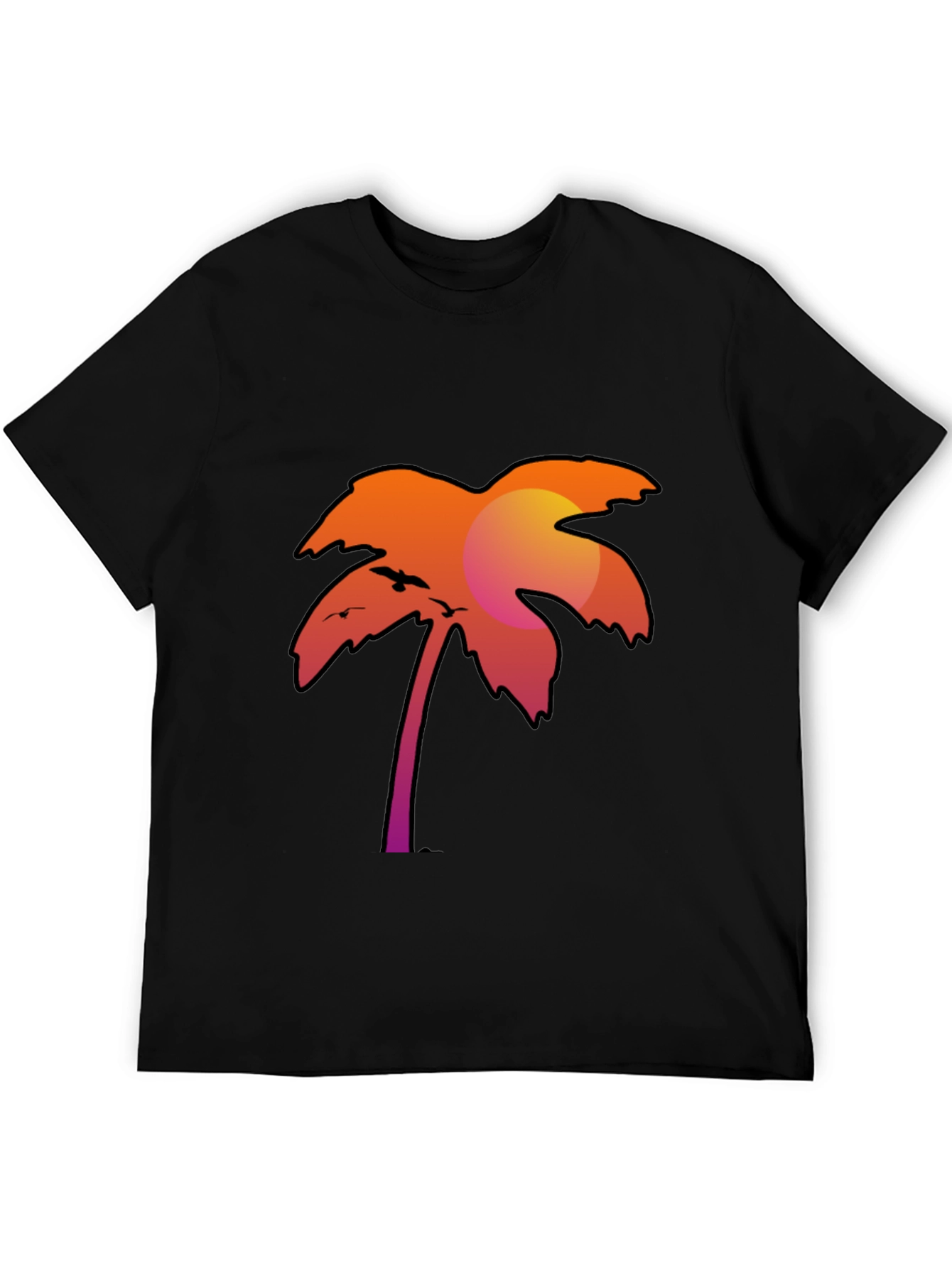 Black Sunset Palm Tree Graphic Tee - Stylish Black T-Shirt view 5