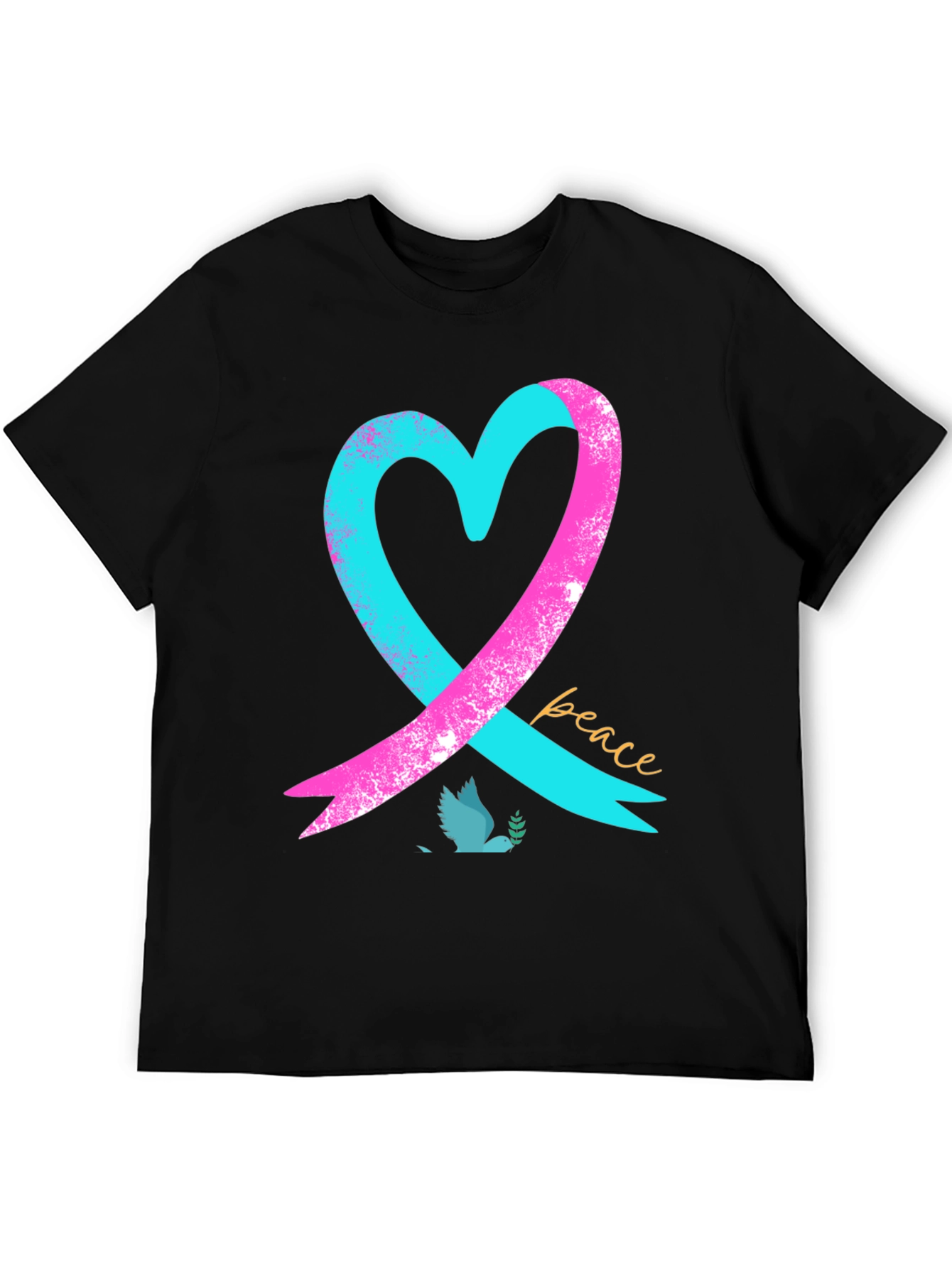 Black Peace Heart Dove T-Shirt - Black view 5