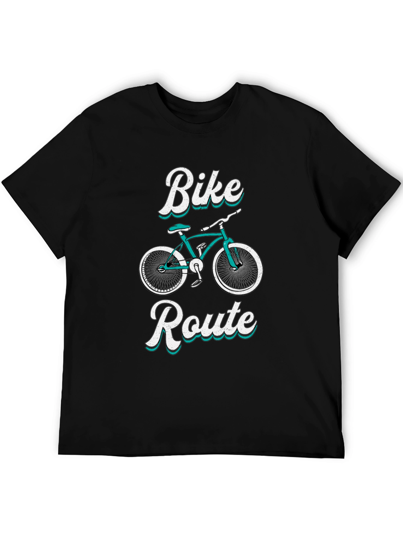 Black Bike Route Graphic Tee - Black Cotton T-Shirt view 5