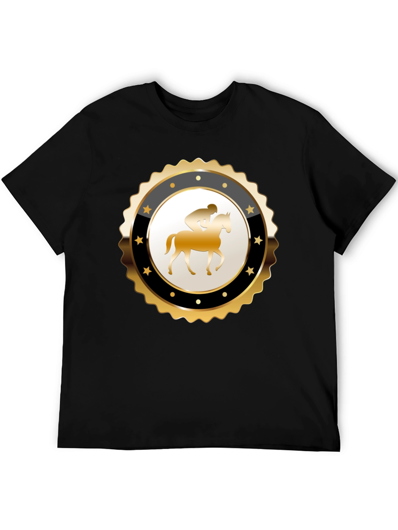Black Equestrian Emblem Tee - Black Cotton Blend view 5