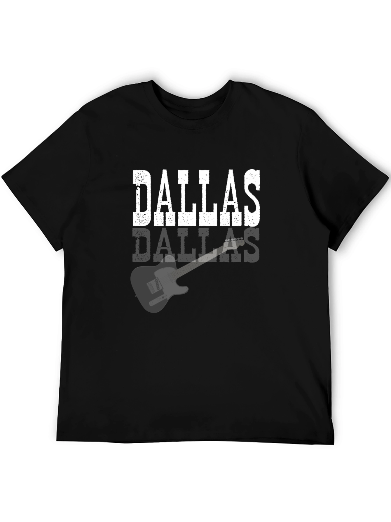 Black Dallas Guitar Graphic Tee - Black Cotton T-Shirt view 5