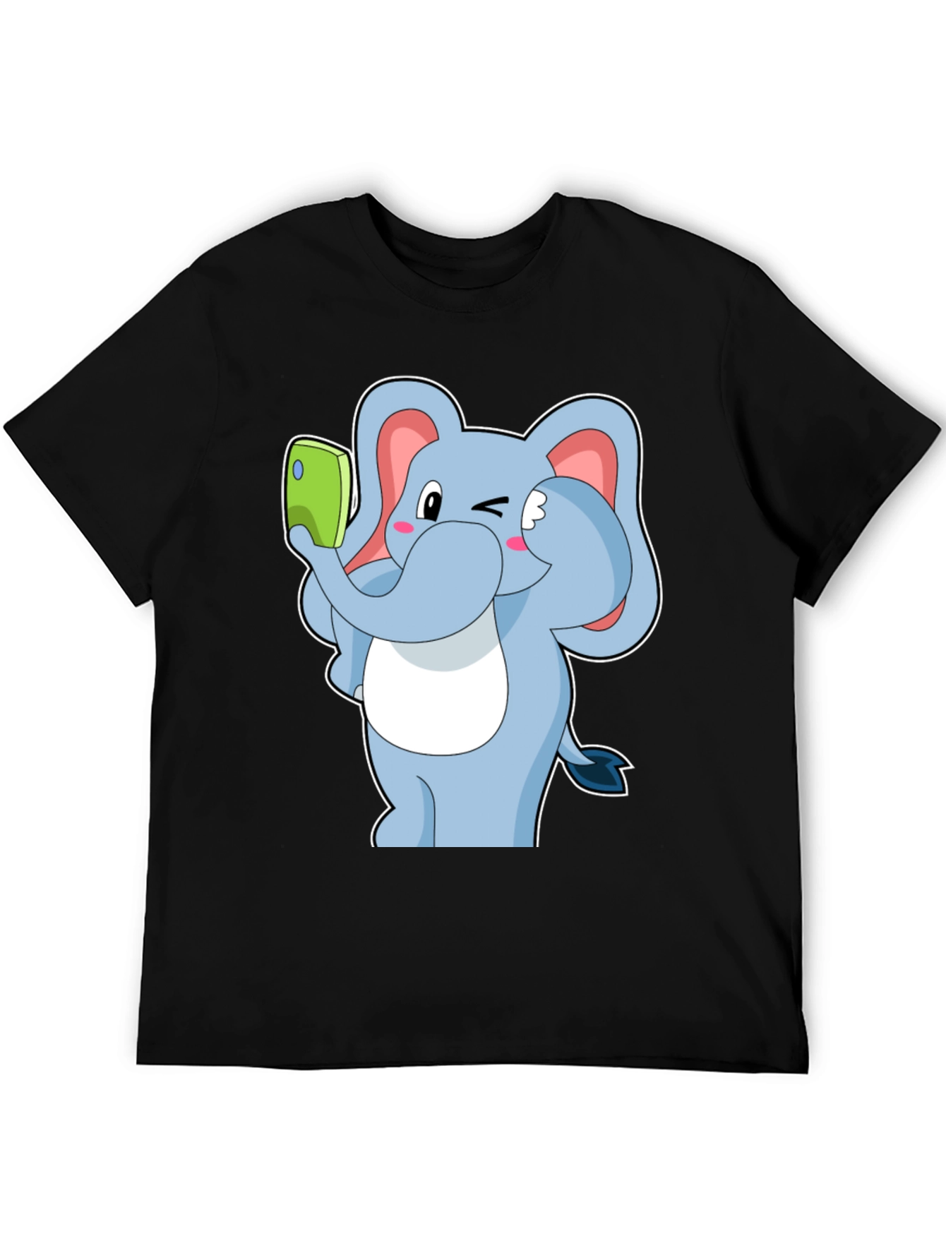 Black Elephant Selfie T-Shirt - Fun Cartoon Tee view 5