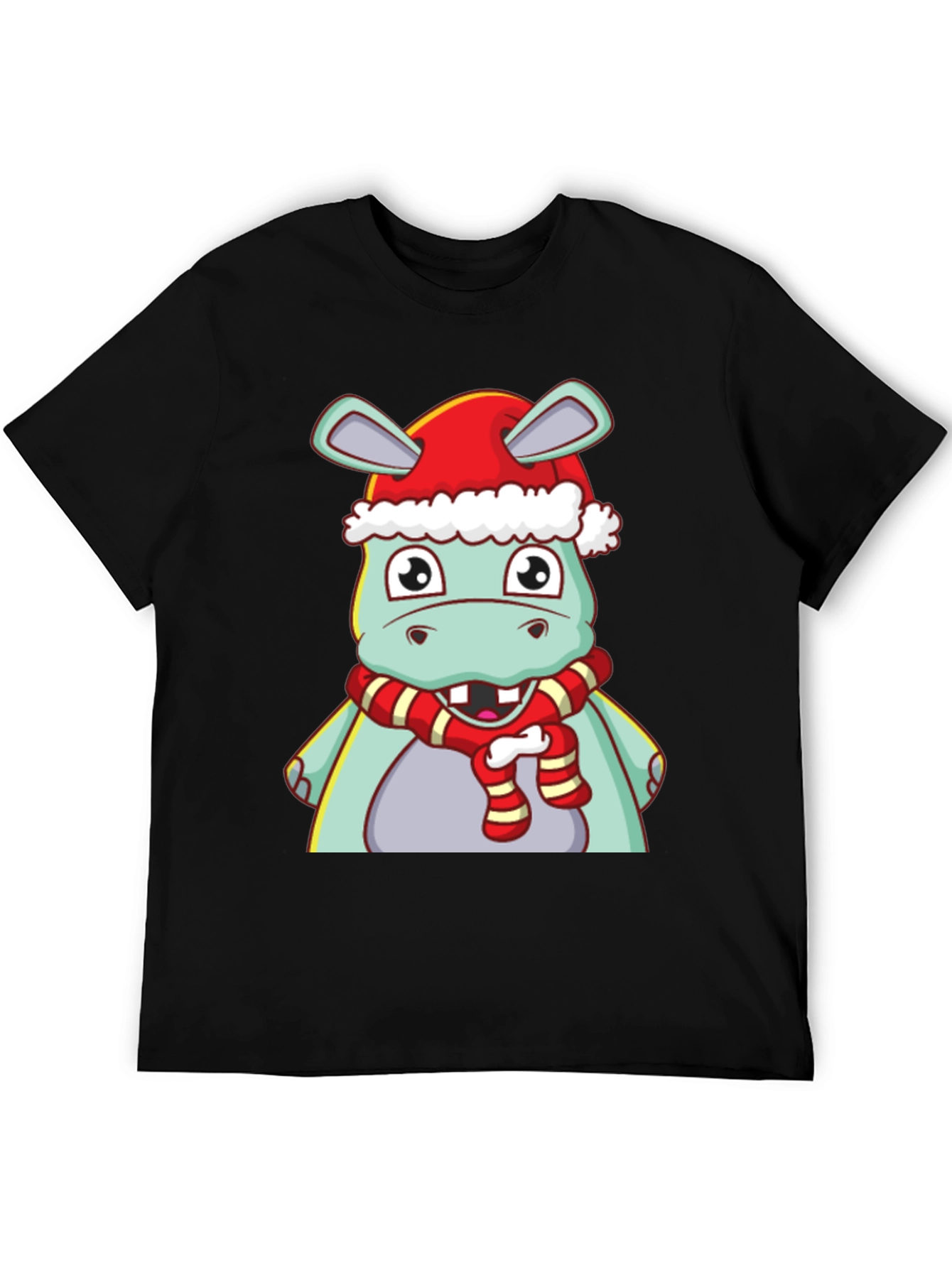 Black Festive Hippo T-Shirt view 5