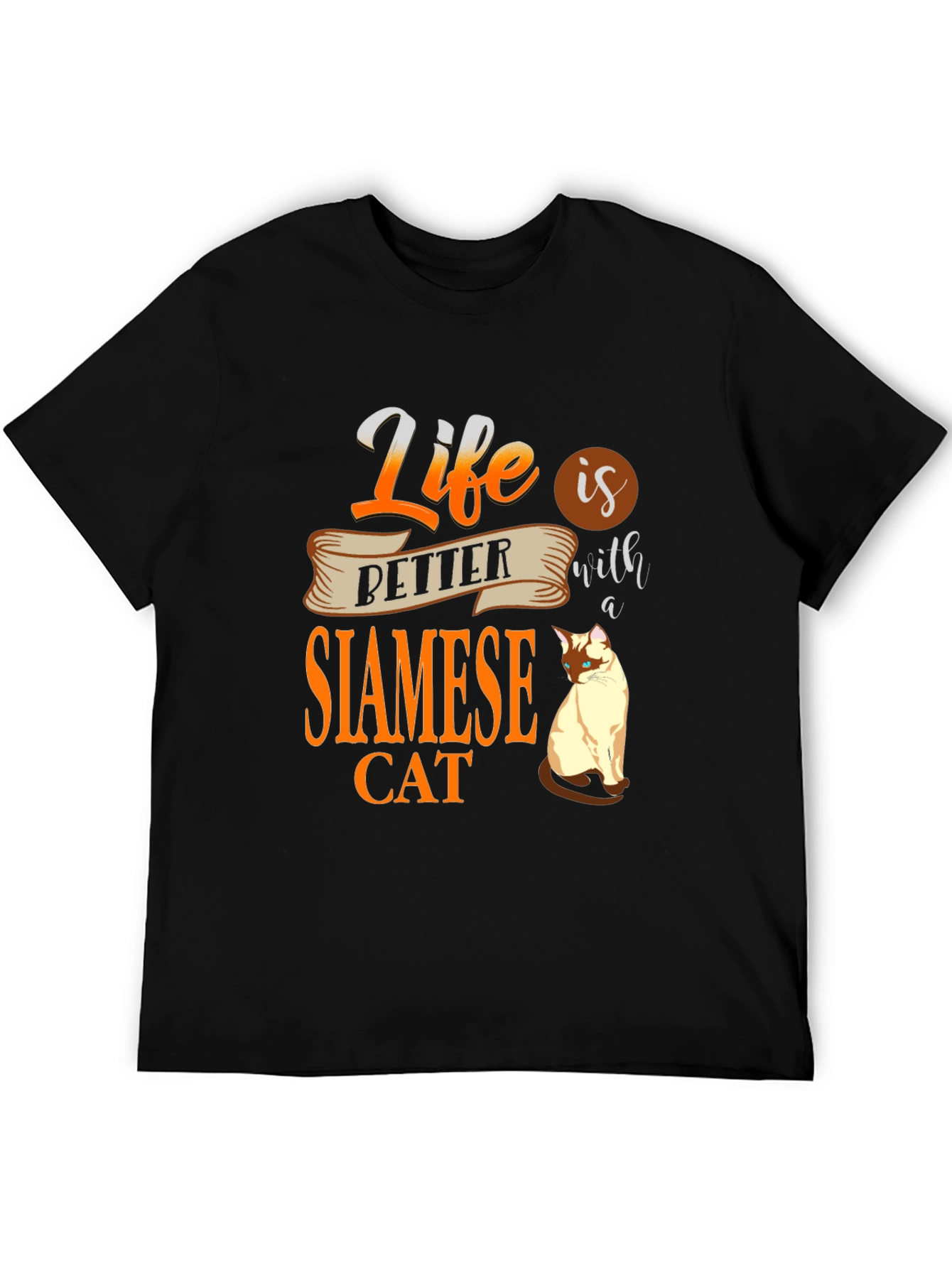 Black Life Is Better With A Siamese Cat T-Shirt view 5
