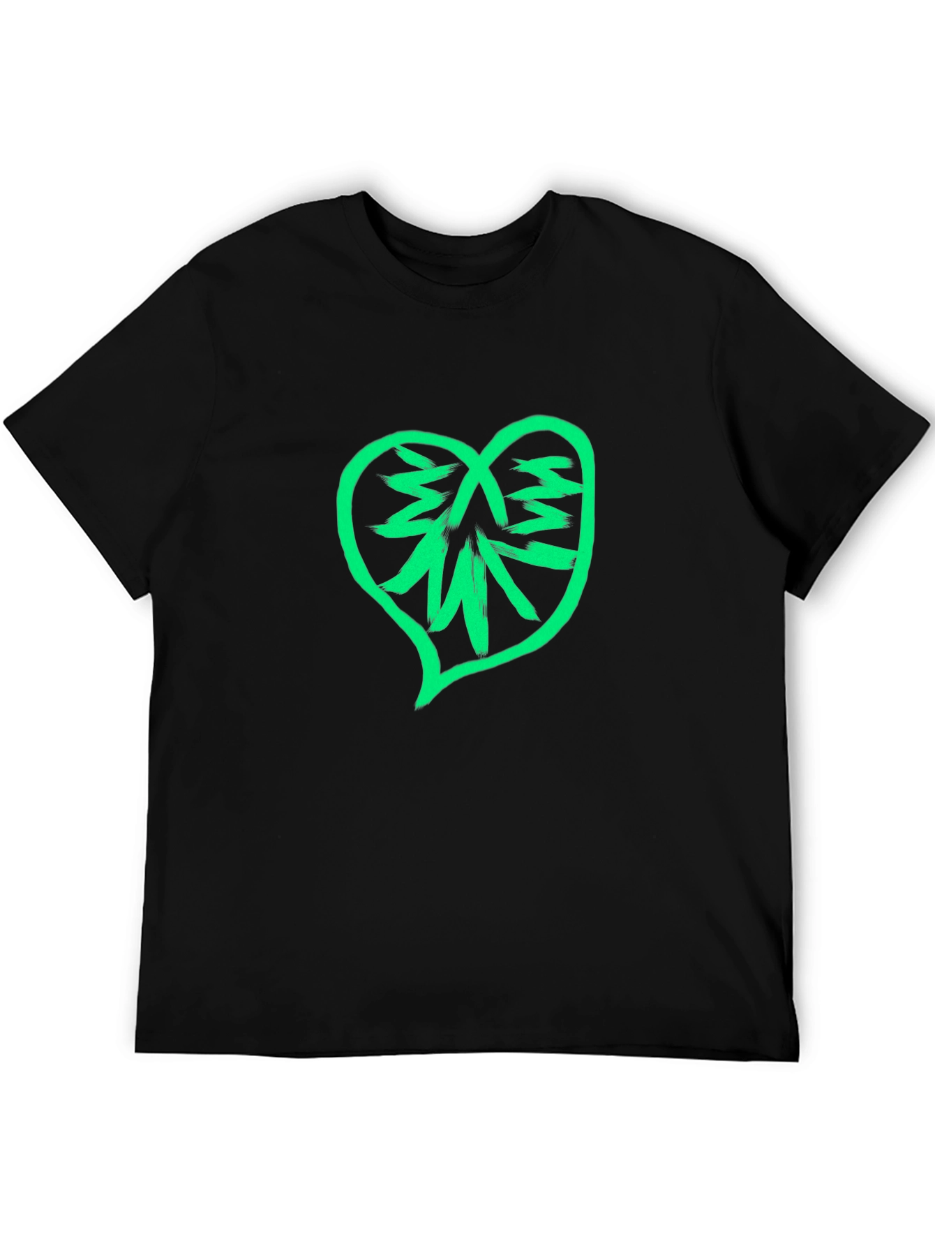 Black Heart Cannabis Tee - Black Cotton Blend view 5