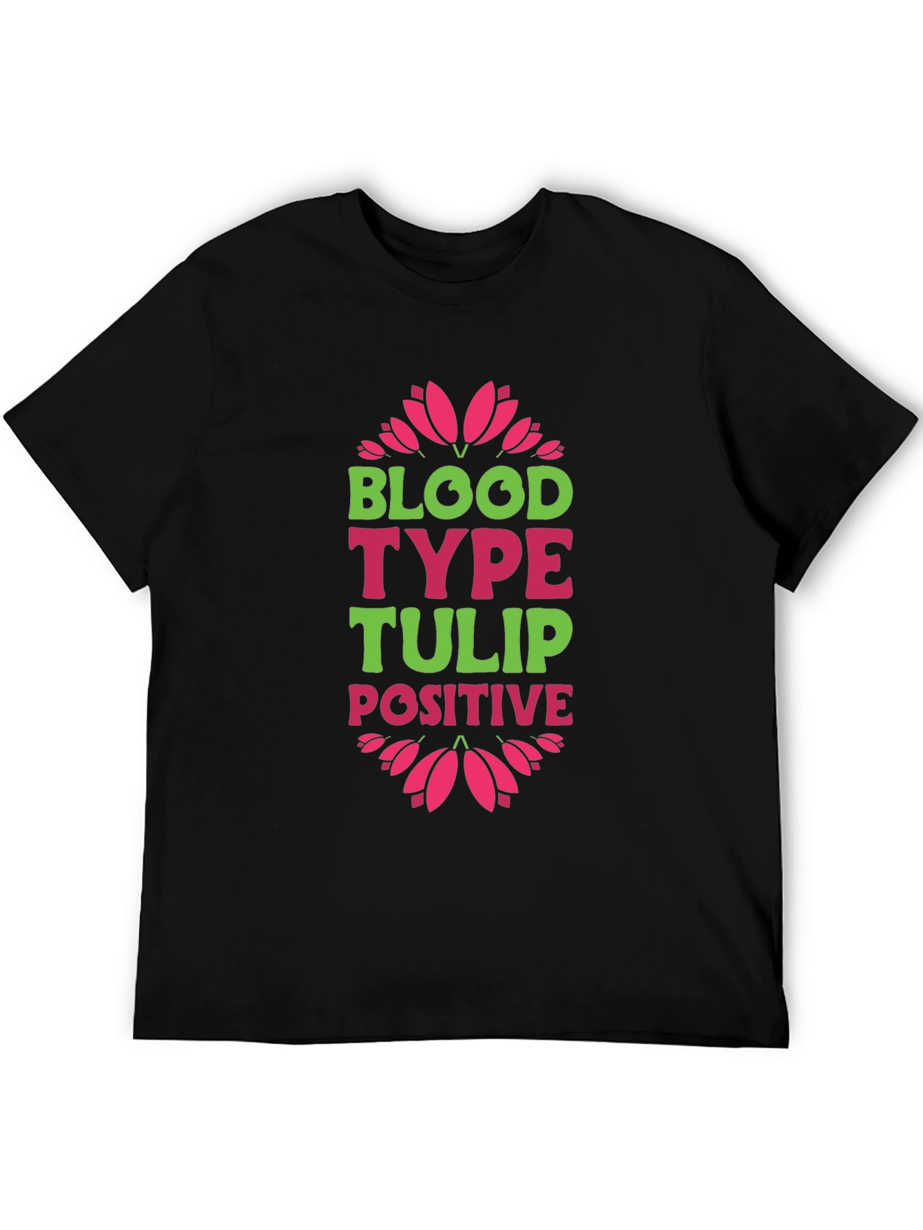 Black Blood Type Tulip Positive Graphic T-Shirt view 5