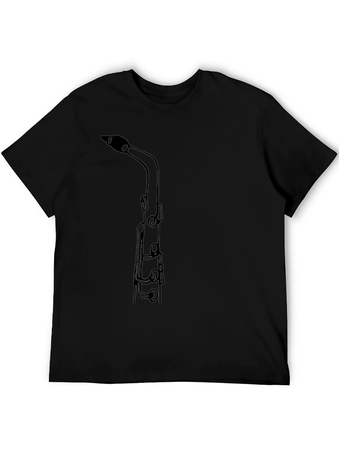 Black Saxophone Outline Graphic T-Shirt view 5