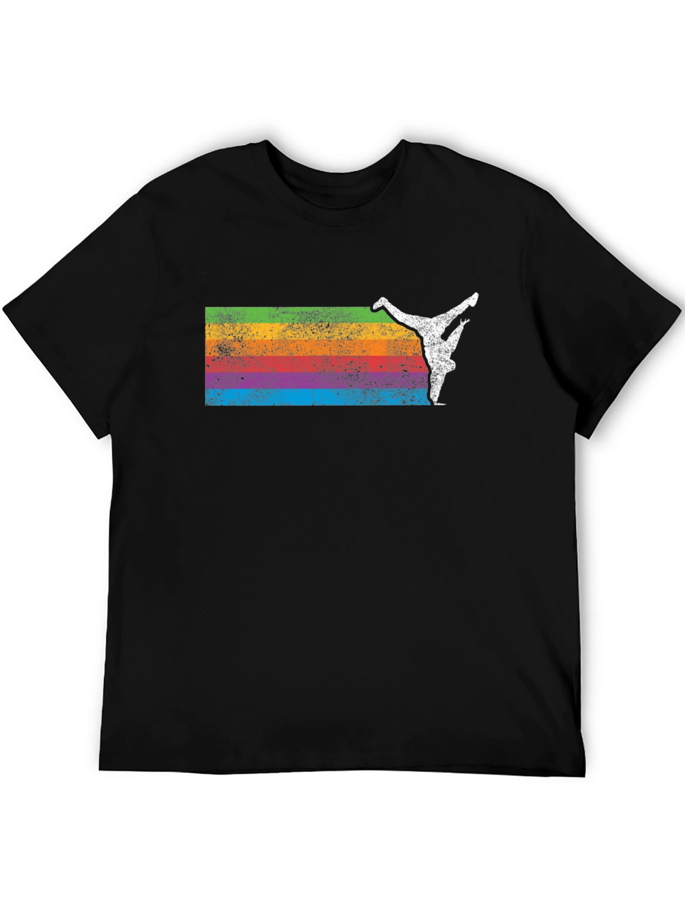 Black Retro Rainbow Breakdancer Graphic Tee view 5